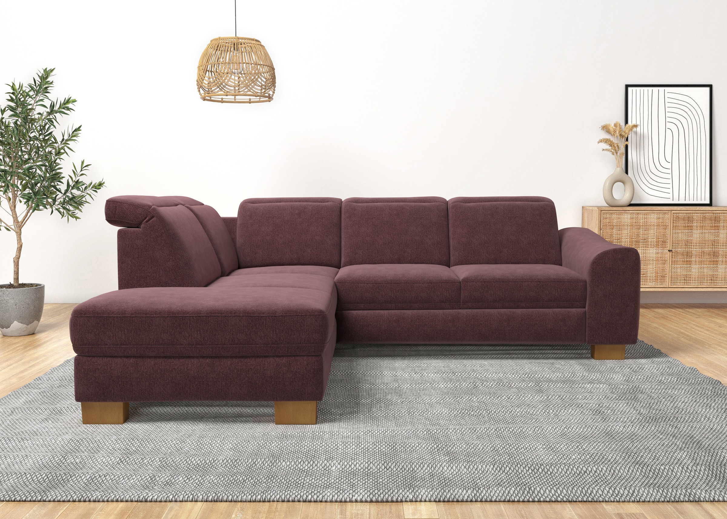 Home affaire Ecksofa »Dundee L-Form«, wahlweise mit Kopfteilverstellung und zusätzlich mit Bettfunktion