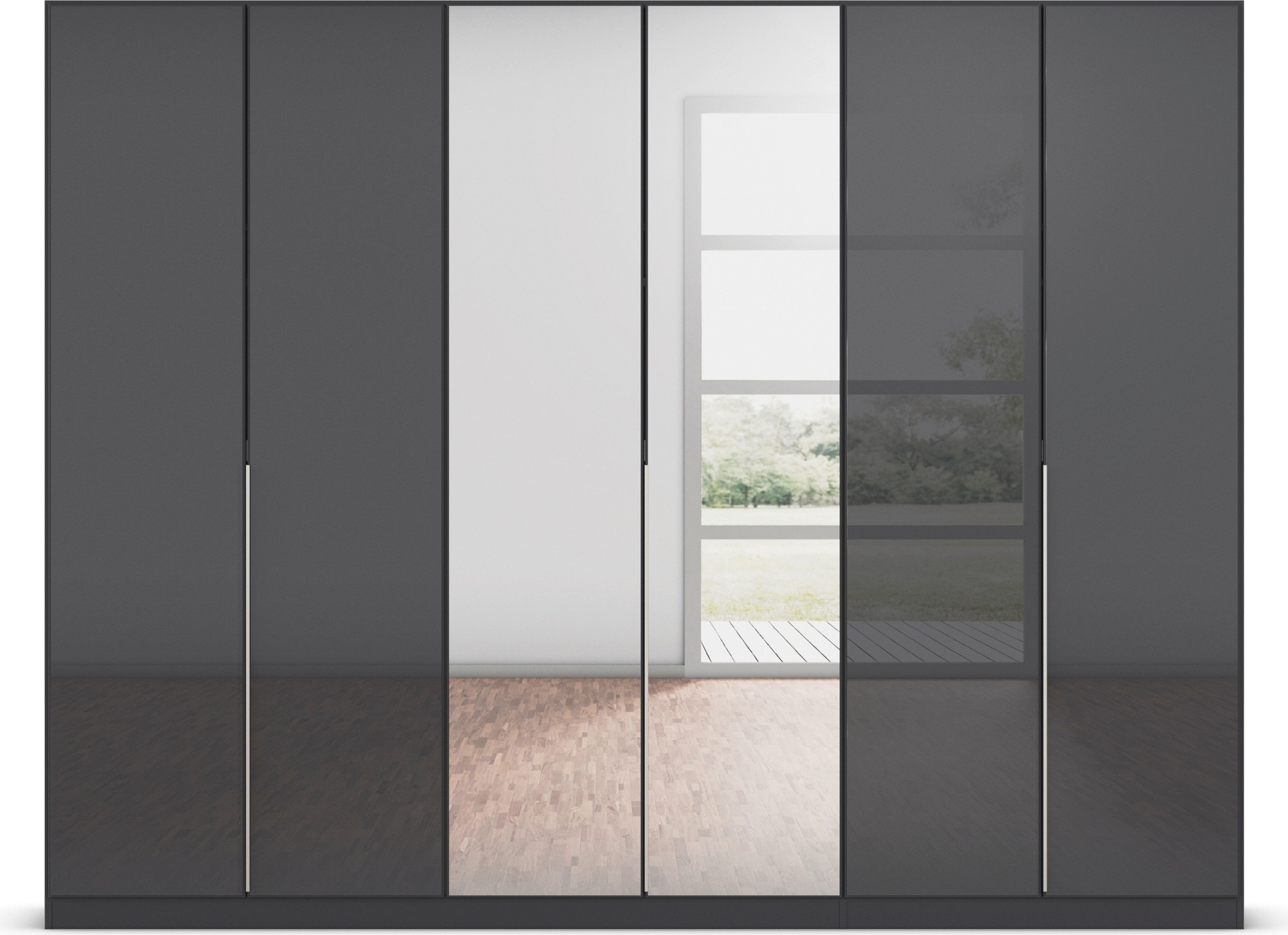 rauch Drehtürenschrank »Kleiderschrank Kleiderschränke Schrank Garderobe AGORDO mit Glasfront«, (in zwei Griff-Farben), durchdachte Innenausstattung, in 6 Breiten und 2 Höhen MADE IN GERMANY