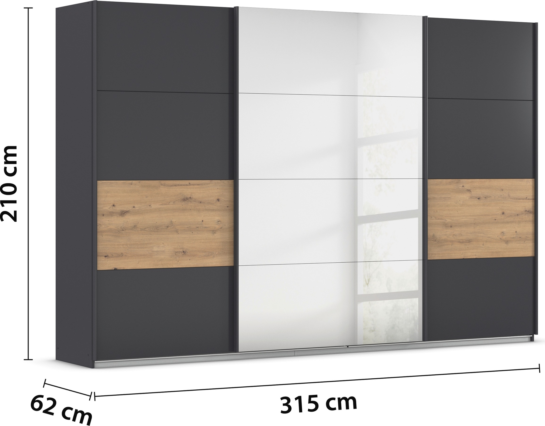 rauch Schwebetürenschrank »Schwebetürenschrank Kleiderschrank Schrank Garderobe CORTONA«, inkl. Inneneinteilung, 2 Stoffboxen und zusätzlichen Einlegeböden