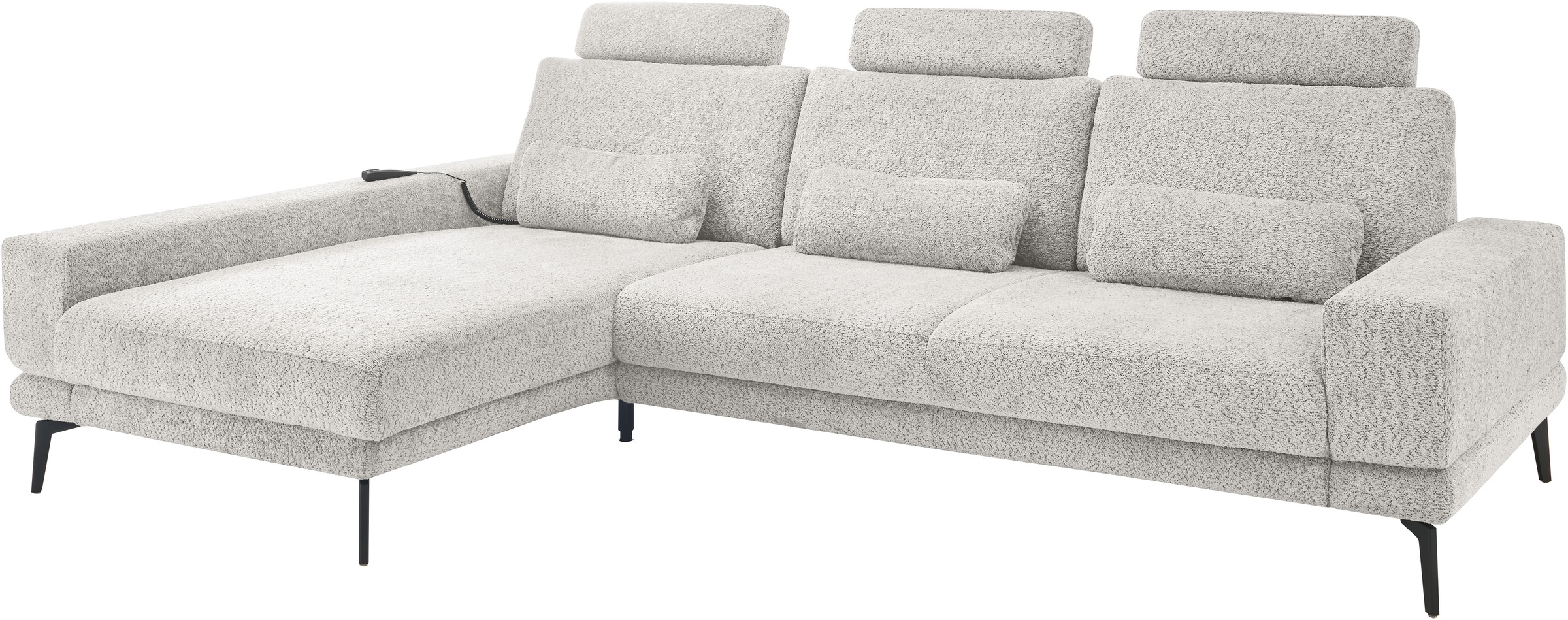 set one by Musterring Ecksofa »SO 3600, inkl motor. Sitztiefenverstellung, Kopfstützen, Nierenkissen«, Sitzhöhe 42 cm, Federkern, Breite 293 x Tiefe 180 cm, Kama silver