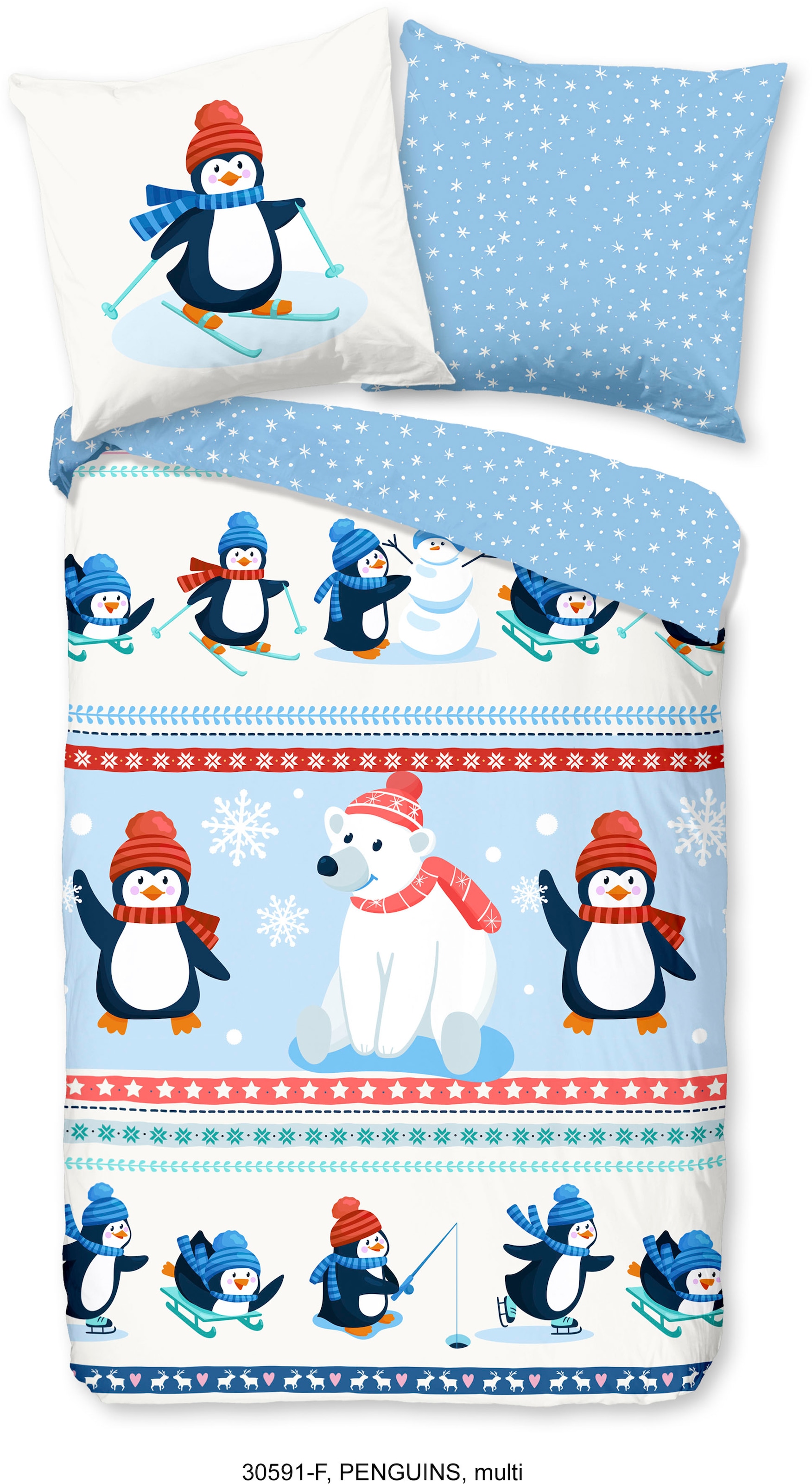 good morning Kinderbettwäsche »Penguins«, Biber, 135x200, Warm, Weich, Wend günstig online kaufen