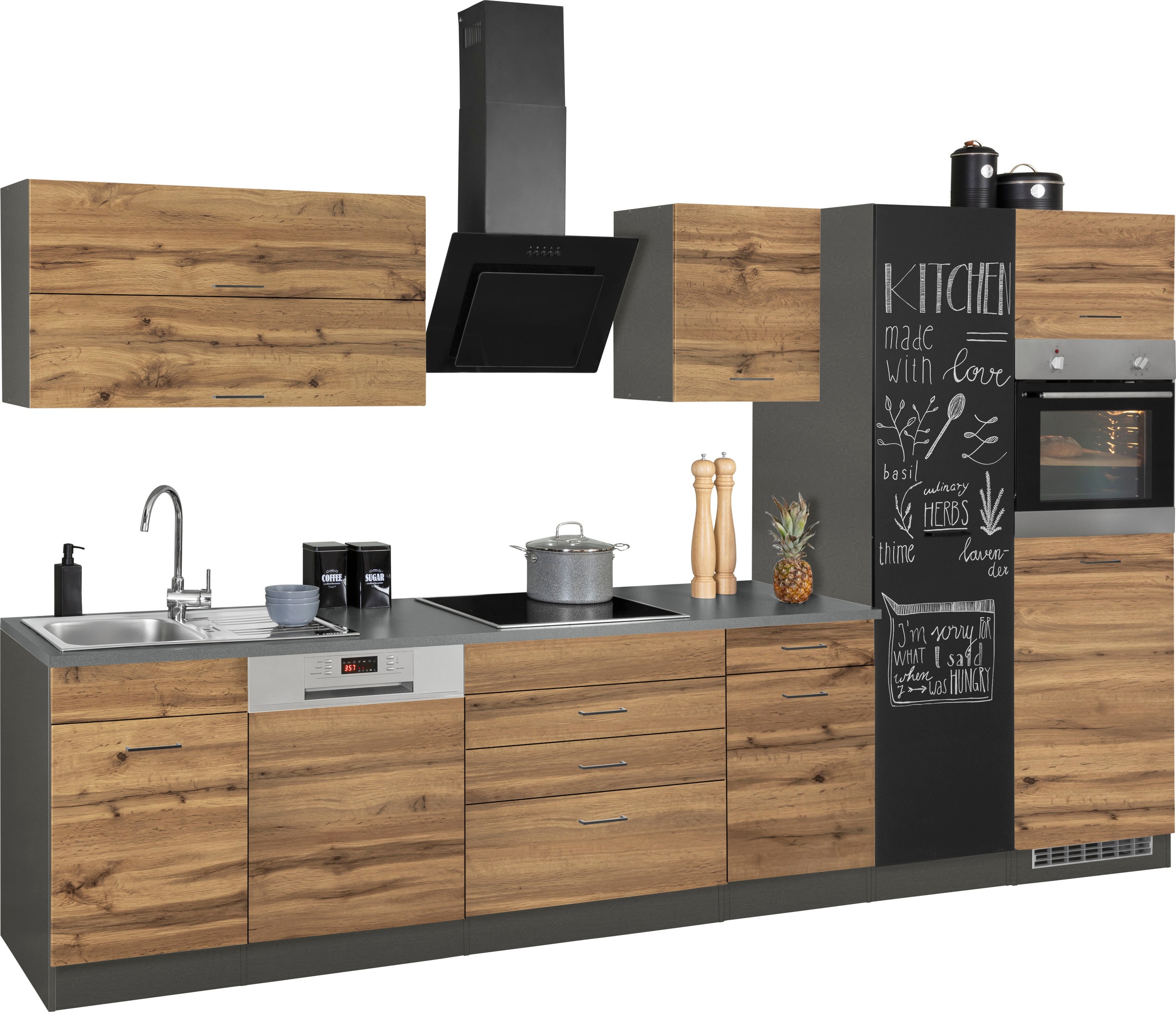 KOCHSTATION Küchenzeile »KS-Trier«, mit E-Geräten, Breite 350 cm