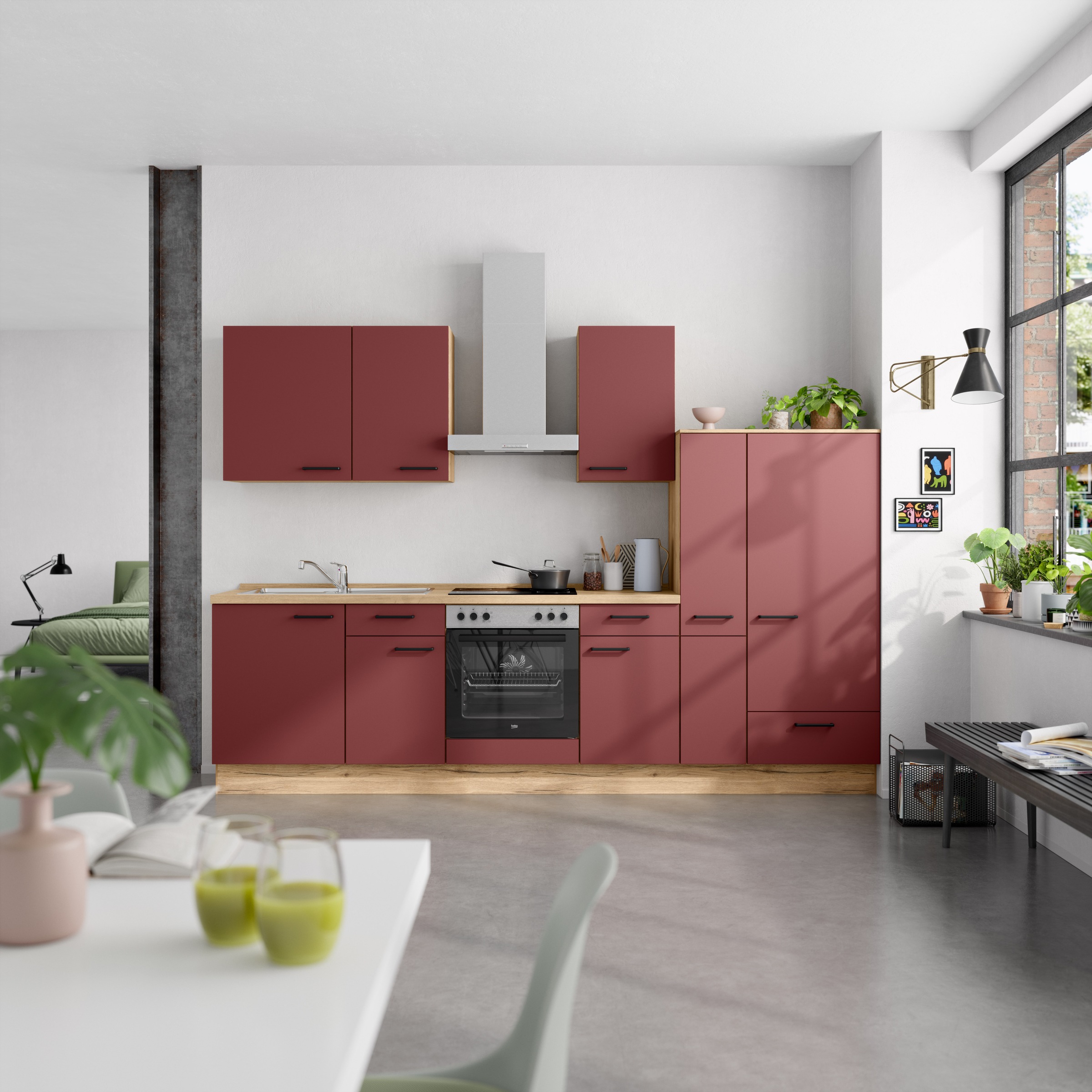 nobilia® Küchenzeile »"Easytouch I"«, vormontiert, Ausrichtung wählbar, Breite 300 cm, wahlw. mit E-Geräten