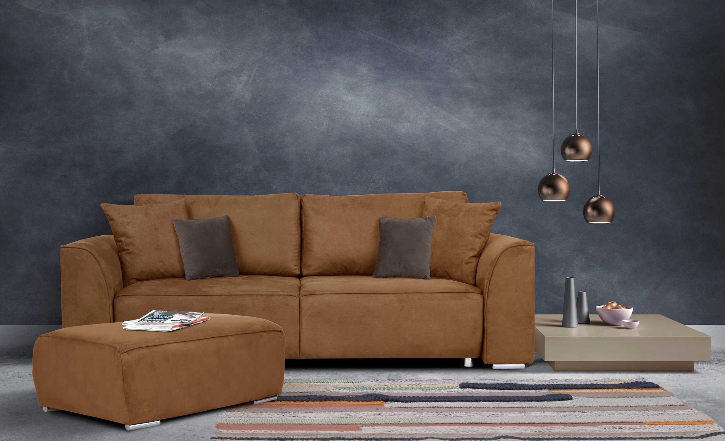 INOSIGN 3-Sitzer Beatrice Schlafsofa, wahlweise auch mit Bettfunktion und Bettkasten, incl. 2 Zierkissen