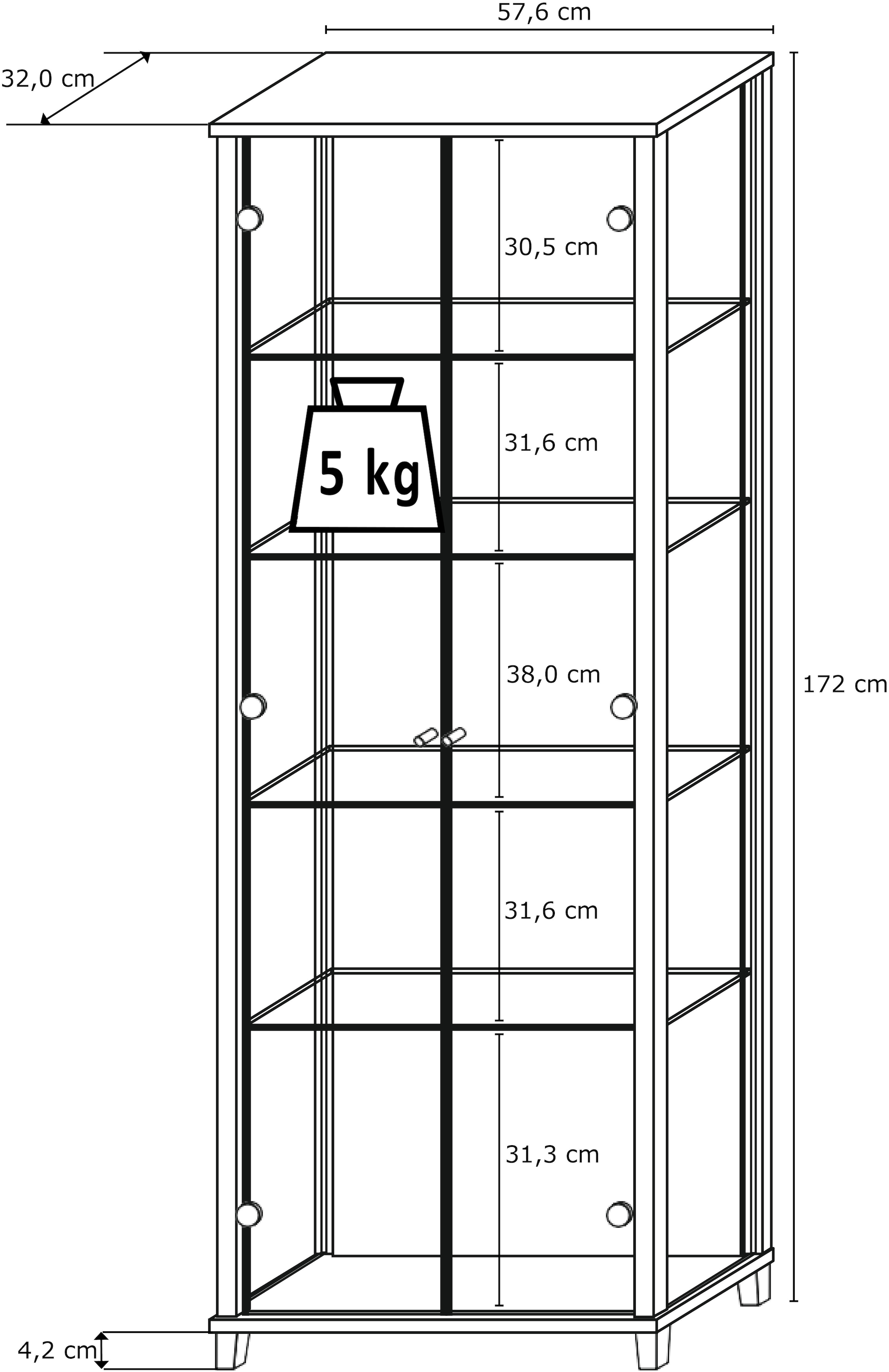 fif möbel Vitrine »OPTIMA«, Standvitrine, Vitrinenschrank, Glasvitrine, Sammlervitrine, LED