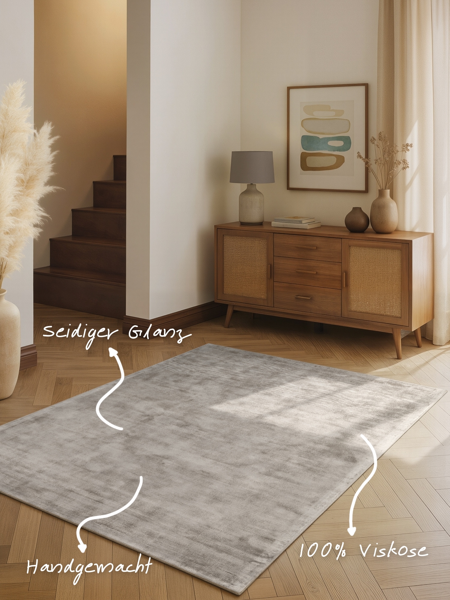 vikosa Teppich »Jane« rechteckig 10 mm Höhe Dezenter Glanz, Weich, Seidenoptik, Viskose, Wohnzimmer, Schlafzimmer