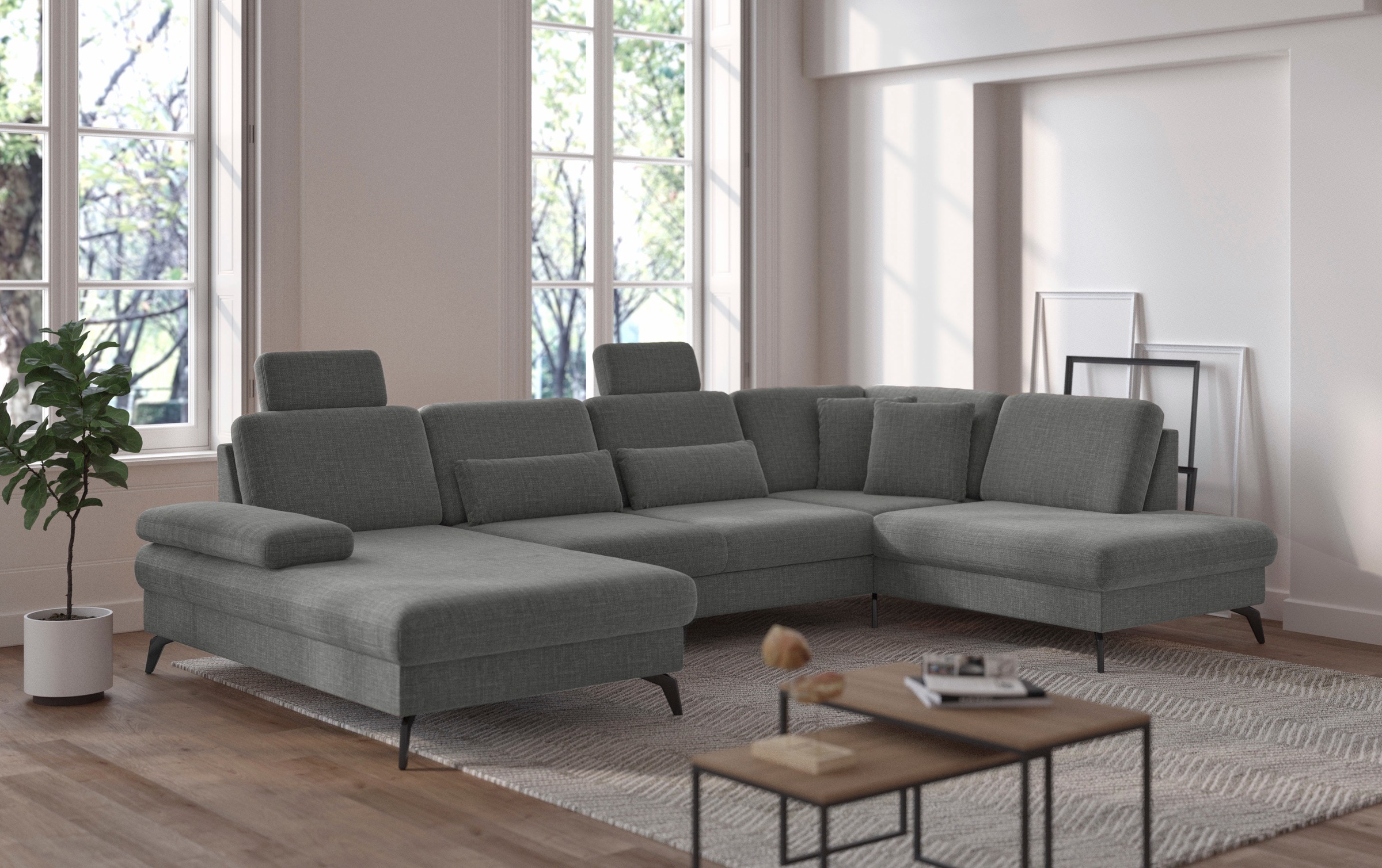 sit&more Wohnlandschaft »Morris U-Form, inkl. Sitztiefenverstellung«, wahlweise mit Armteilverstellung, Bettfunktion & Bettkasten