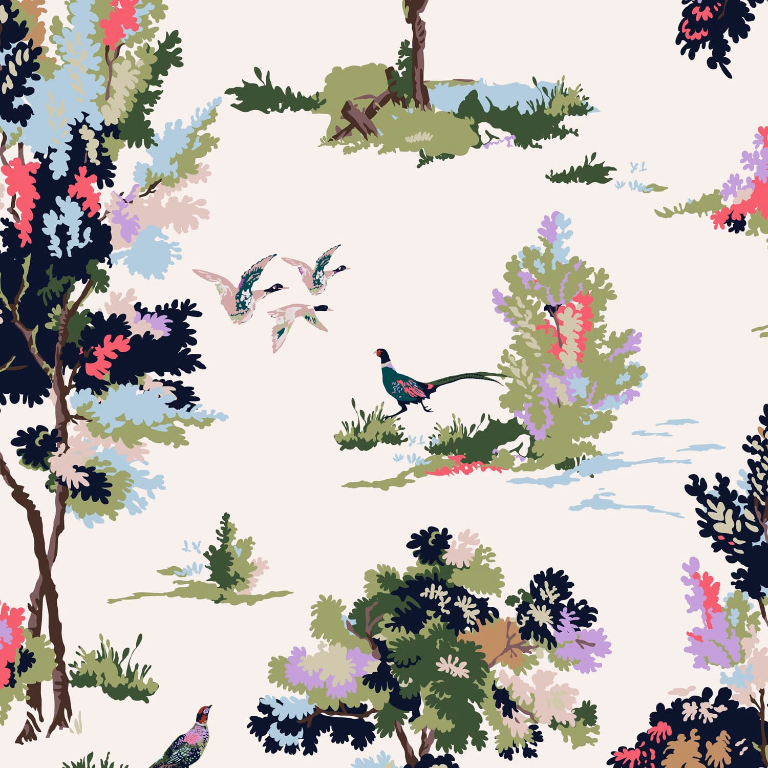 Joules Vliestapete »Woodland Scene Dawn Grey« botanisch glatt botanisch