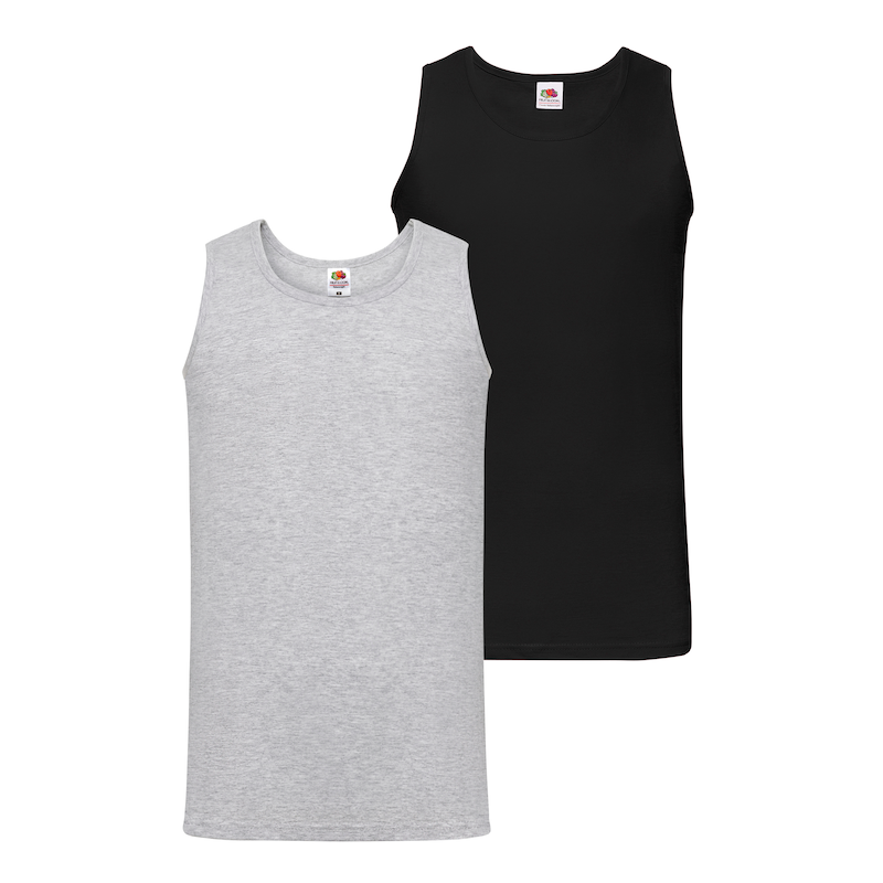 FRUIT OF THE LOOM Tanktop Packung, 2 Stk. tlg. aus reiner Baumwolle Black+Heather Grey 3XL 3XL FOL Tank Top 2er Pack für Herren von FRUIT OF THE LOOM