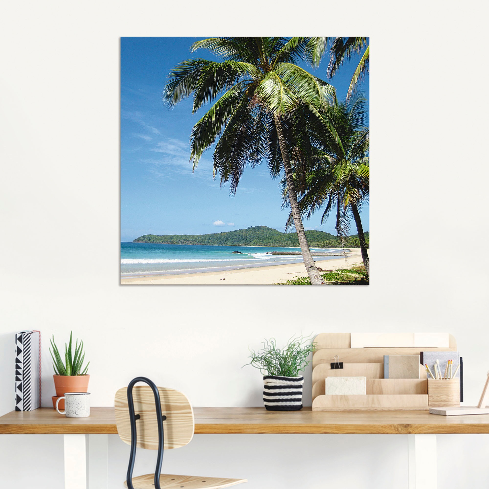 Artland Wandbild »Strand mit Palmen«, Strandbilder, (1 St.), als Alubild, Outdoorbild, Leinwandbild, Poster, Wandaufkleber