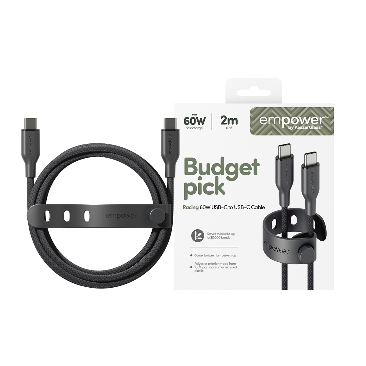 empower by PanzerGlass USB-Kabel »Racing 60W USB-C zu USB-C Kabel USB 2.0 2 m« USB-C 200 cm