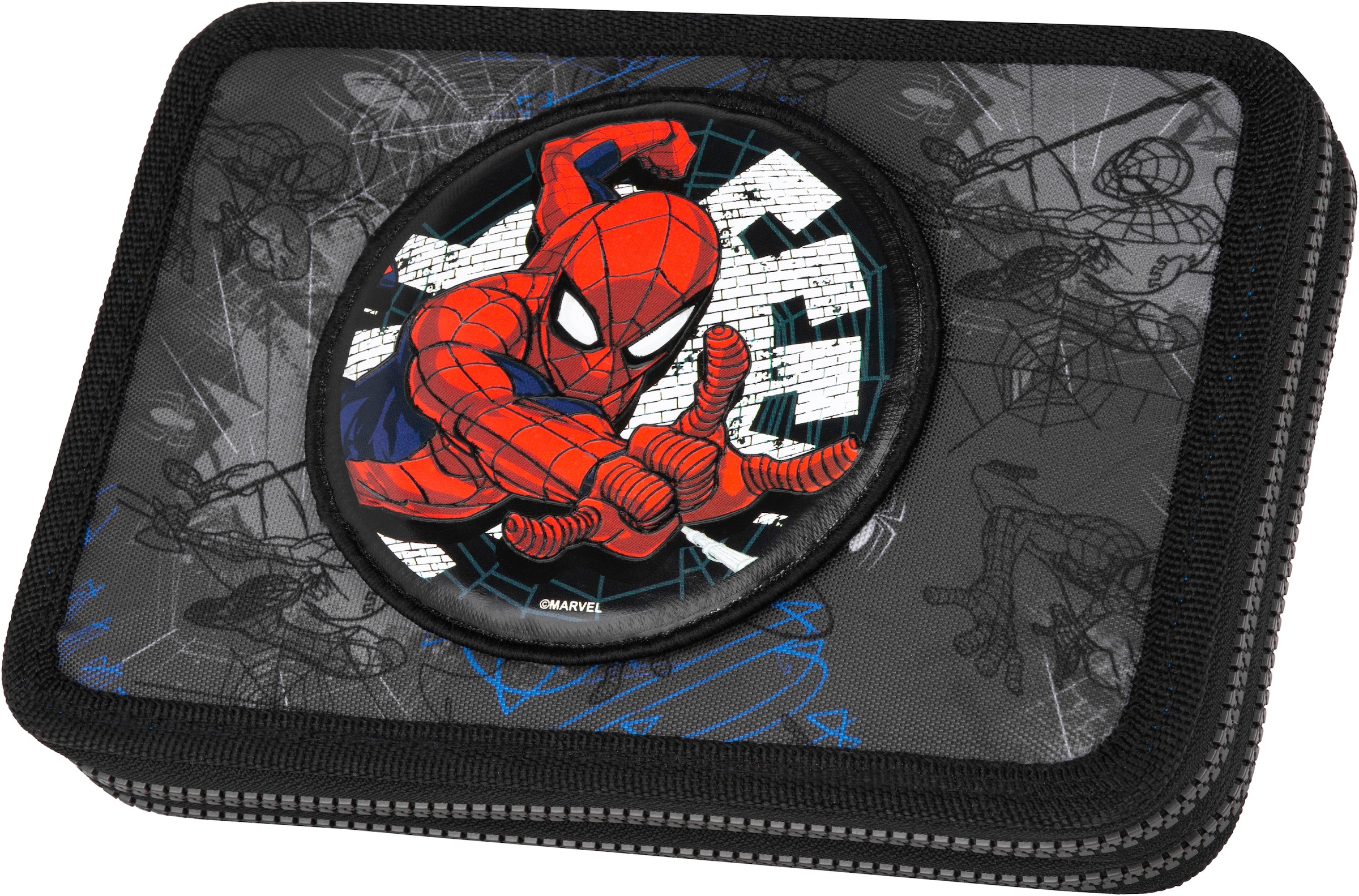 CoolPack Federmäppchen »Etui XL, Marvel, Spider Man, mit 2 Reißverschlüssen«, befüllt