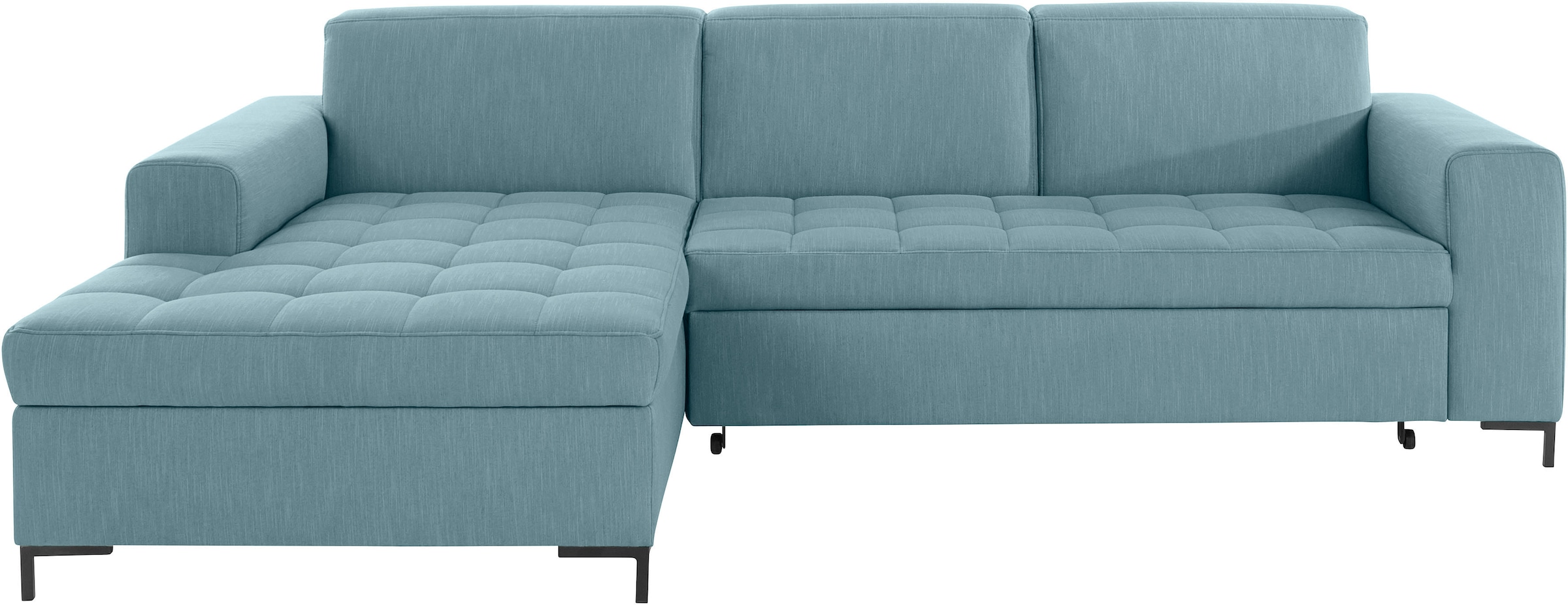 OTTO products Ecksofa »Grazzo, zeitlos & elegant, moderne Sitzheftung, Breite 266cm, L-Form«, hochwertige Stoffe aus recyceltem Material, Steppung im Sitzbereich