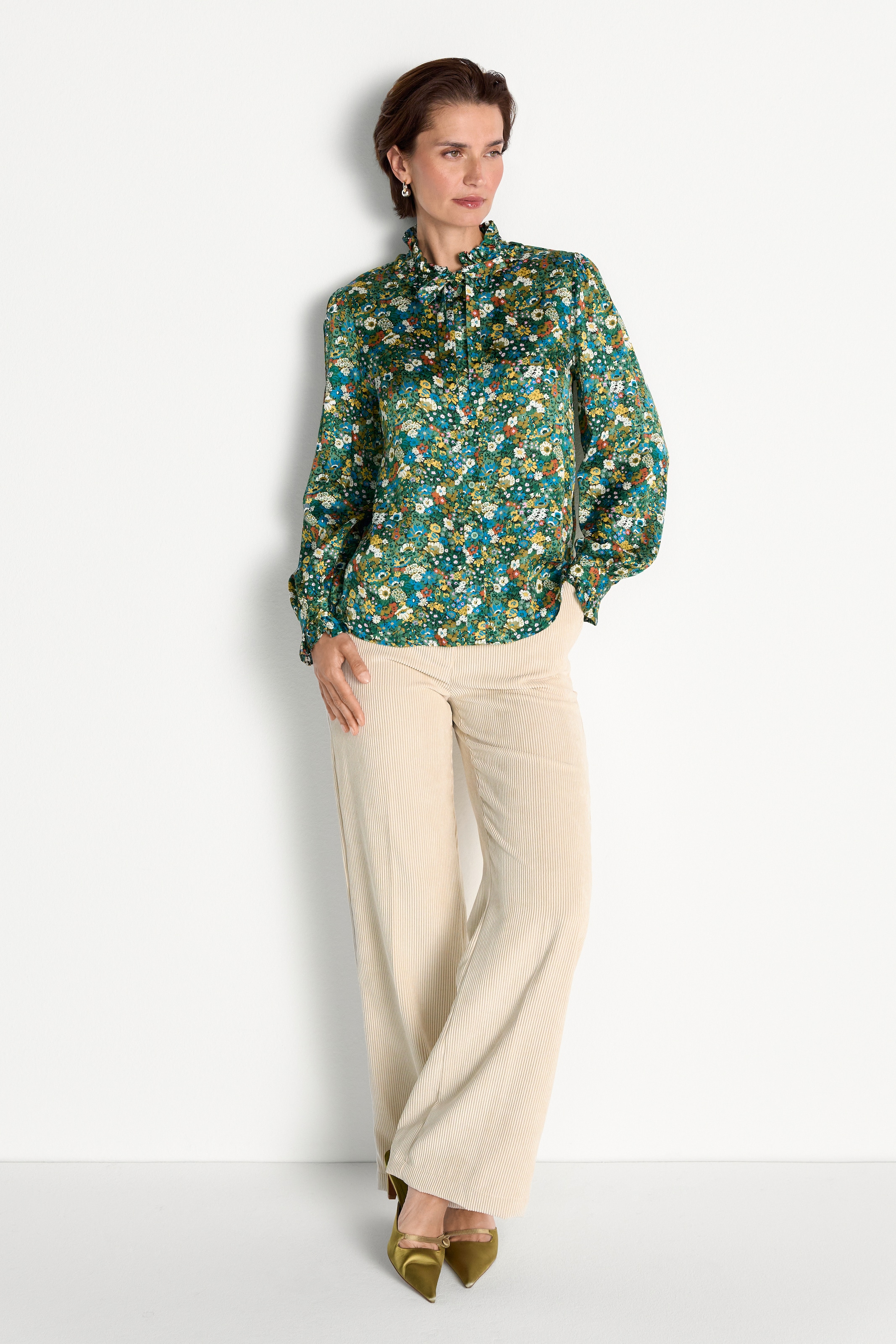 RICHROYAL Langarmbluse mit floralem Print, mit Rüschendetails