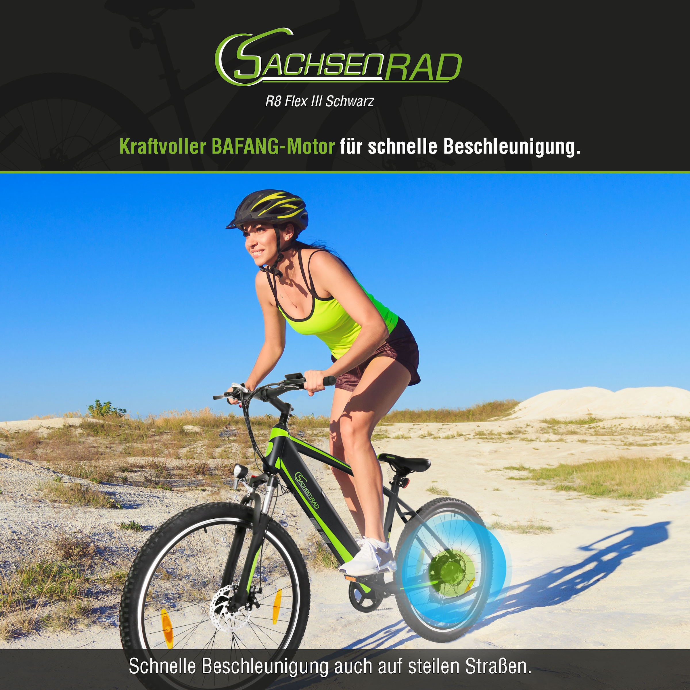 SachsenRad E-Bike »R8 Flex III«, 9 Gang, Shimano, Shimano Altus, Heckmotor 250 W, (mitgeliefertes, optionales Schutzblech mit integriertem Rücklicht), LCD-Steuerdisplay, Fahrmodus Pedelec, LED-
Beleuchtung