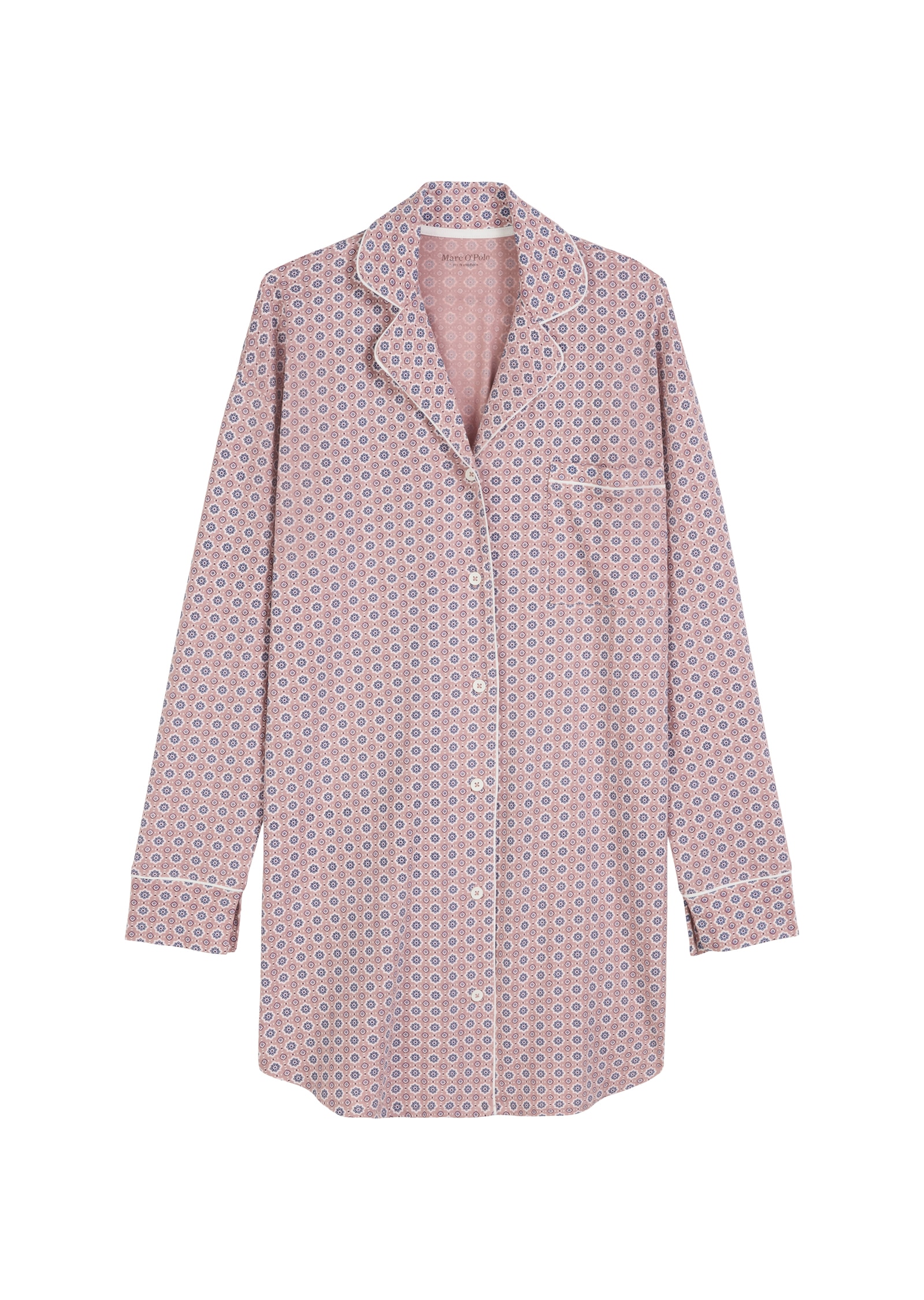 Marc O'Polo Nachthemd »Mix N Match Cotton«, Knopfleiste, Langarm, Baumwolle, weich, Kragen mit V-Ausschnitt