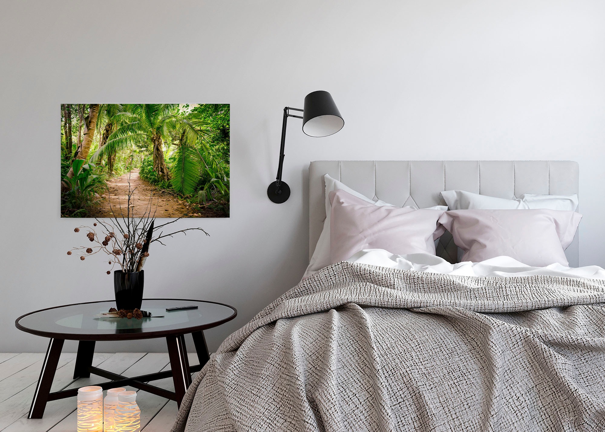 A.S. Création Leinwandbild »Palm Walk«, Kunst-Gemälde-Kinder, (1 St.), Palmen Wald Keilrahmen Natur Leinwand-Bild Wohnzimmer modern Wandbild