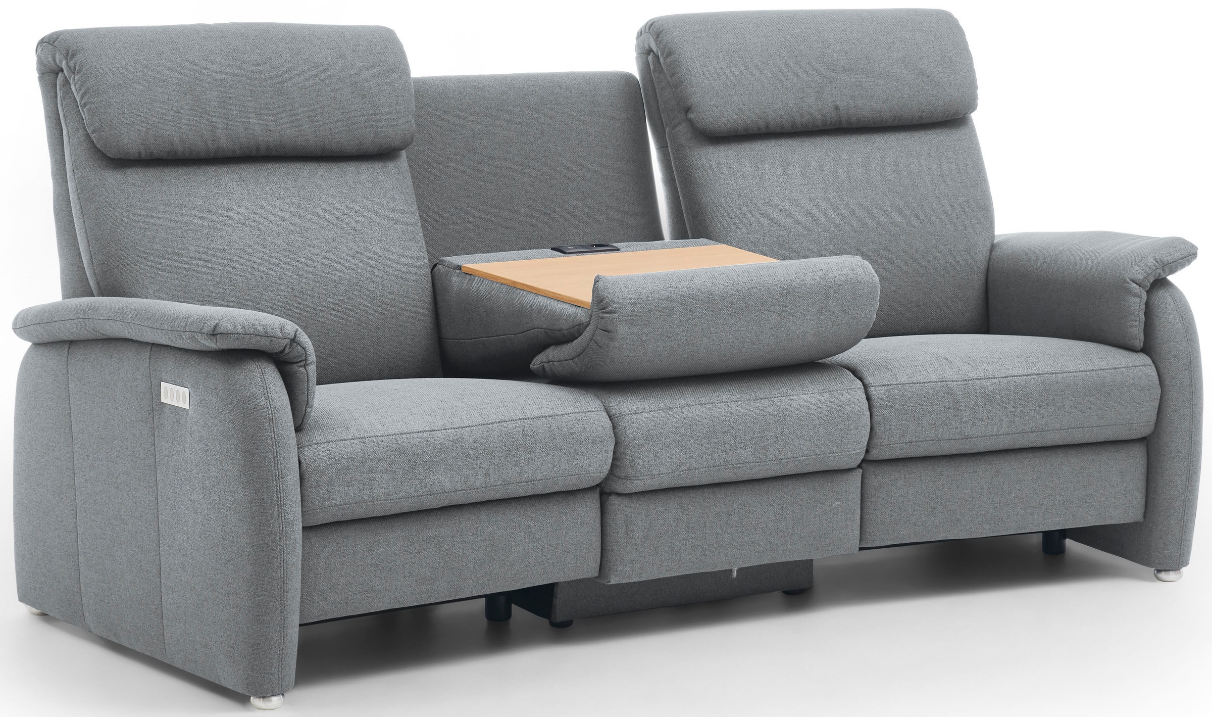Home affaire 3-Sitzer »Turin mit Steckdose und USB-Port auch in Easy care-Bezug«, 2 x vollmotorische Relaxfunktion, herunterklappbarer Tisch