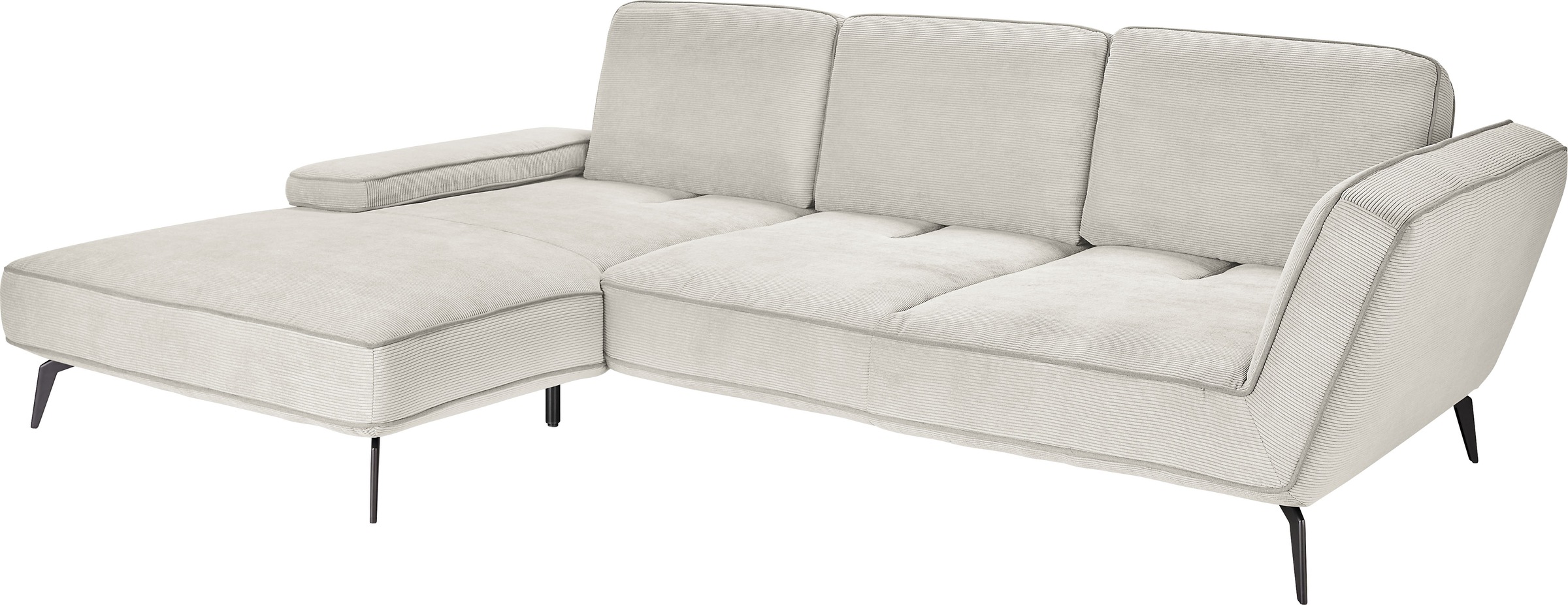 set one by Musterring Ecksofa »SO 4500, Füße schwarz matt, inkl Schwenkrückenfunktion, Cord, L-Form«, wahlweise mit Kopfstütze/Armteilverstellung/Rückenneigung