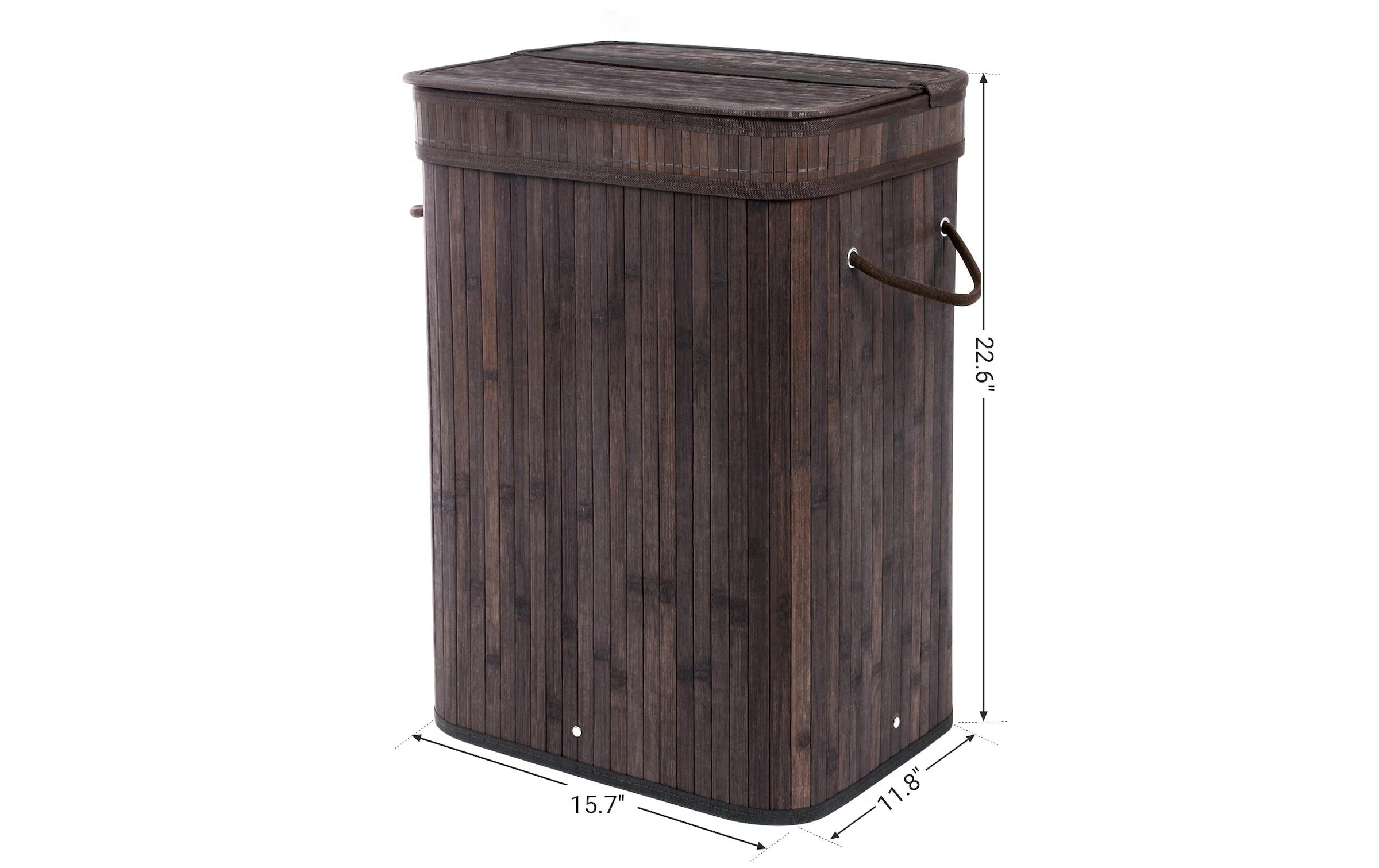 SONGMICS Wäschekorb »für trockene Wäsche 72 l, Dunkelbraun« Holzart: Bambus (China)