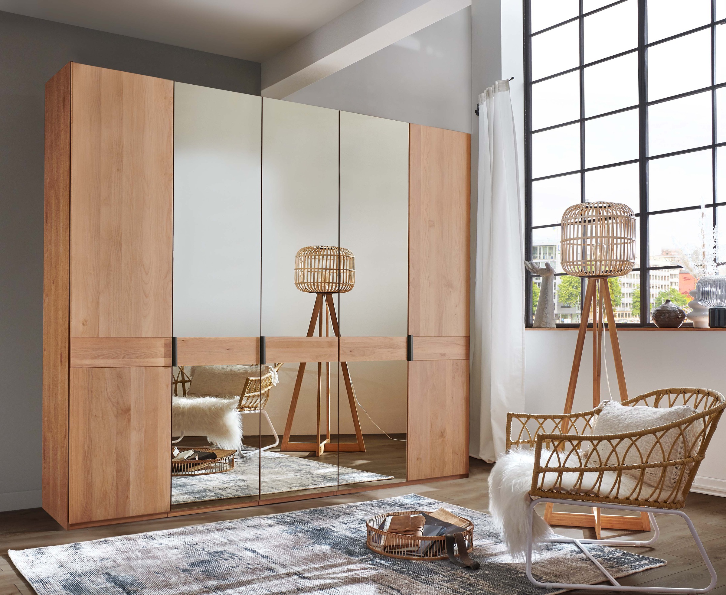 WIEMANN Kleiderschrank "Cardiff, Massivholztüren in Kombination mit Glas- o günstig online kaufen