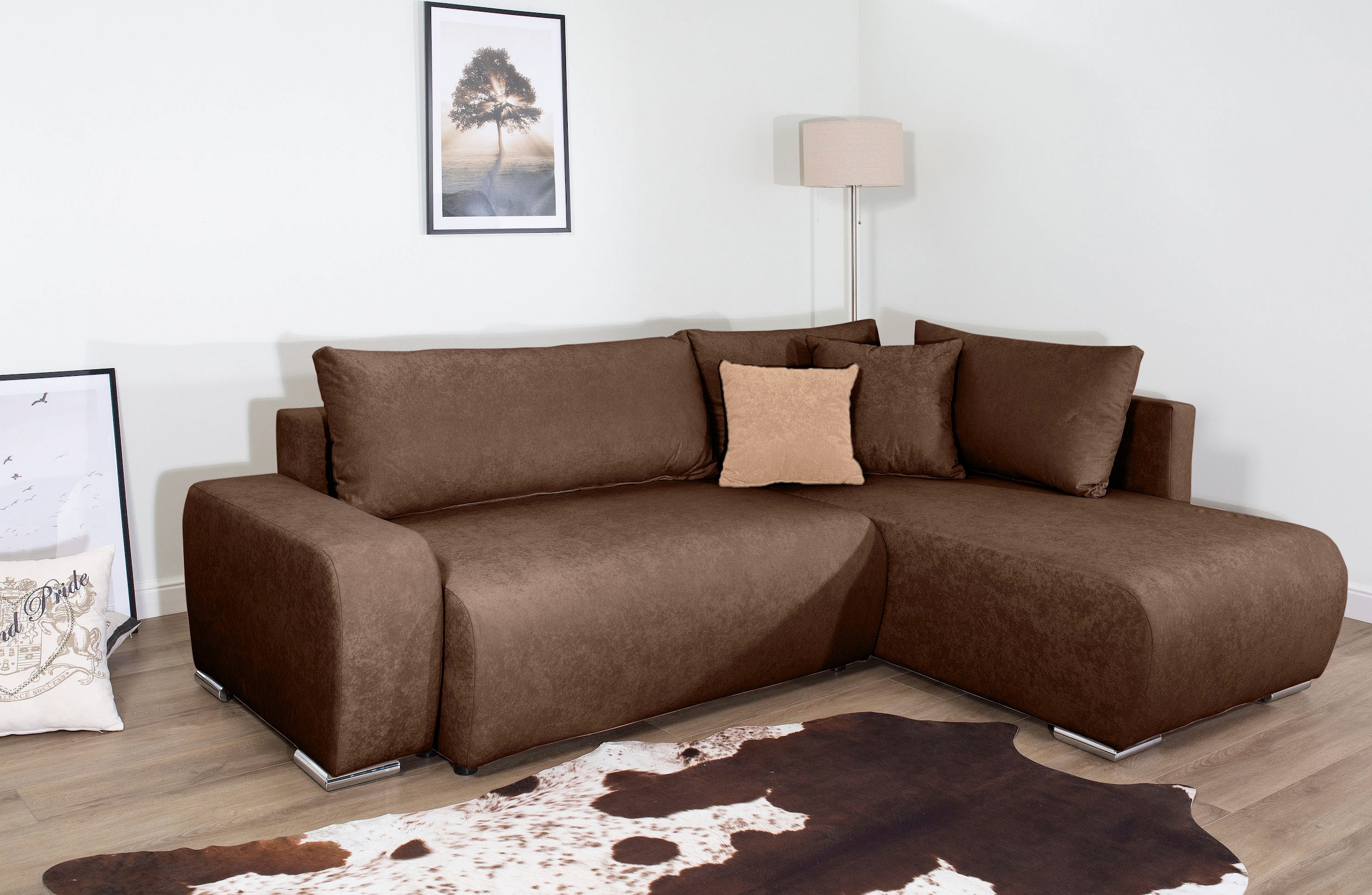 COLLECTION AB Ecksofa »Poppy, L-Form, Breite 227 cm mit Schlaffunktion«