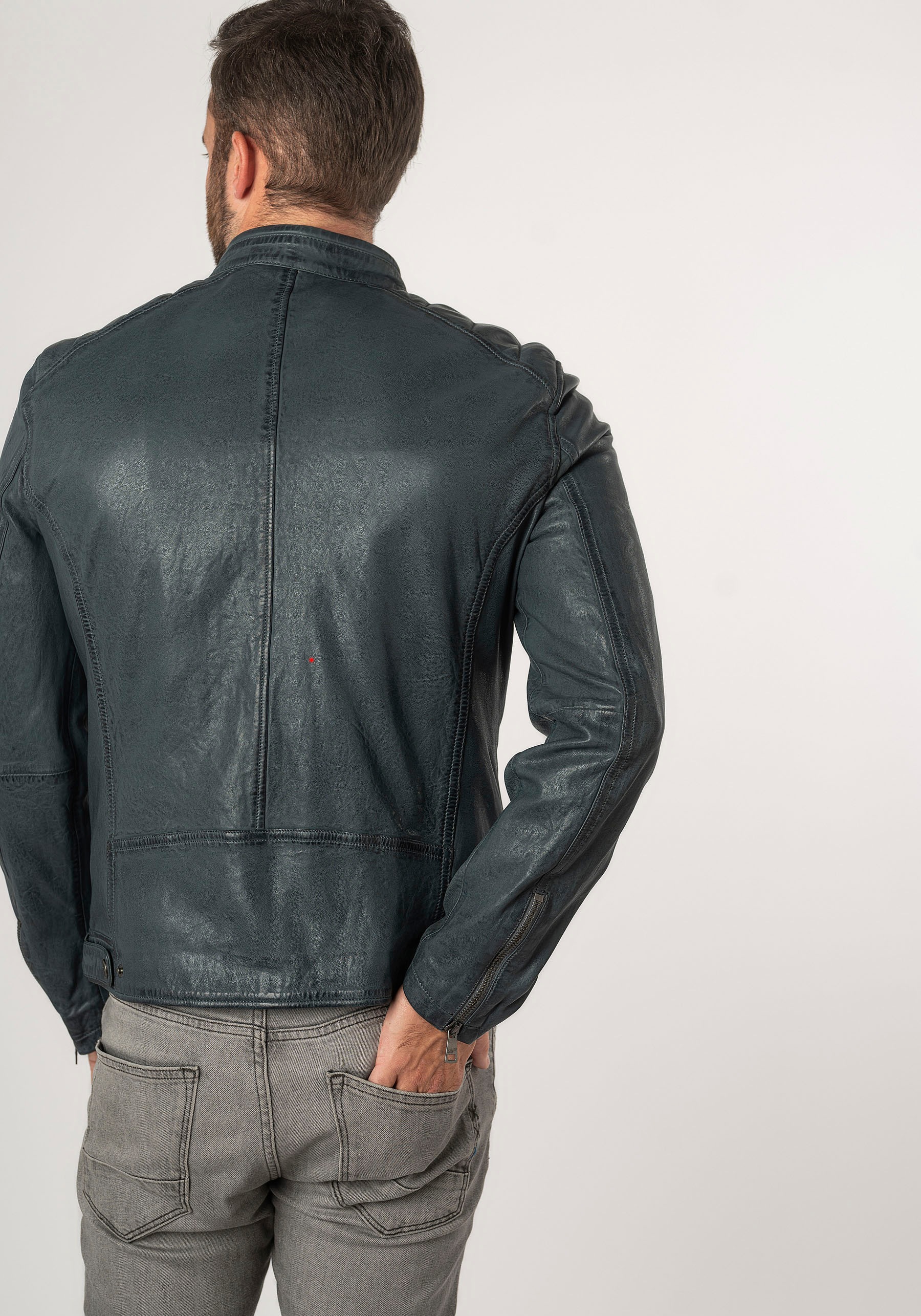 Mauritius Lederjacke »MMCortney«, mit Reißverschluss, Ziersteppung, Stehkragen