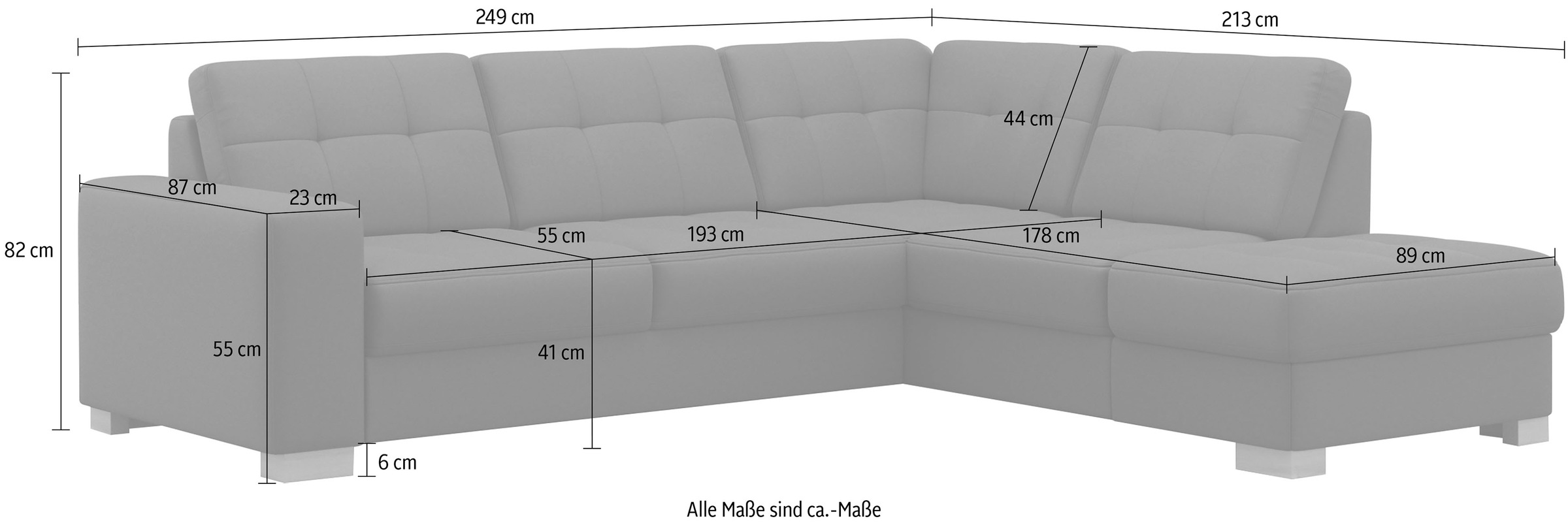 sit&more Ecksofa »Quincy L-Form«, wahlweise mit Bettfunktion und Bettkasten