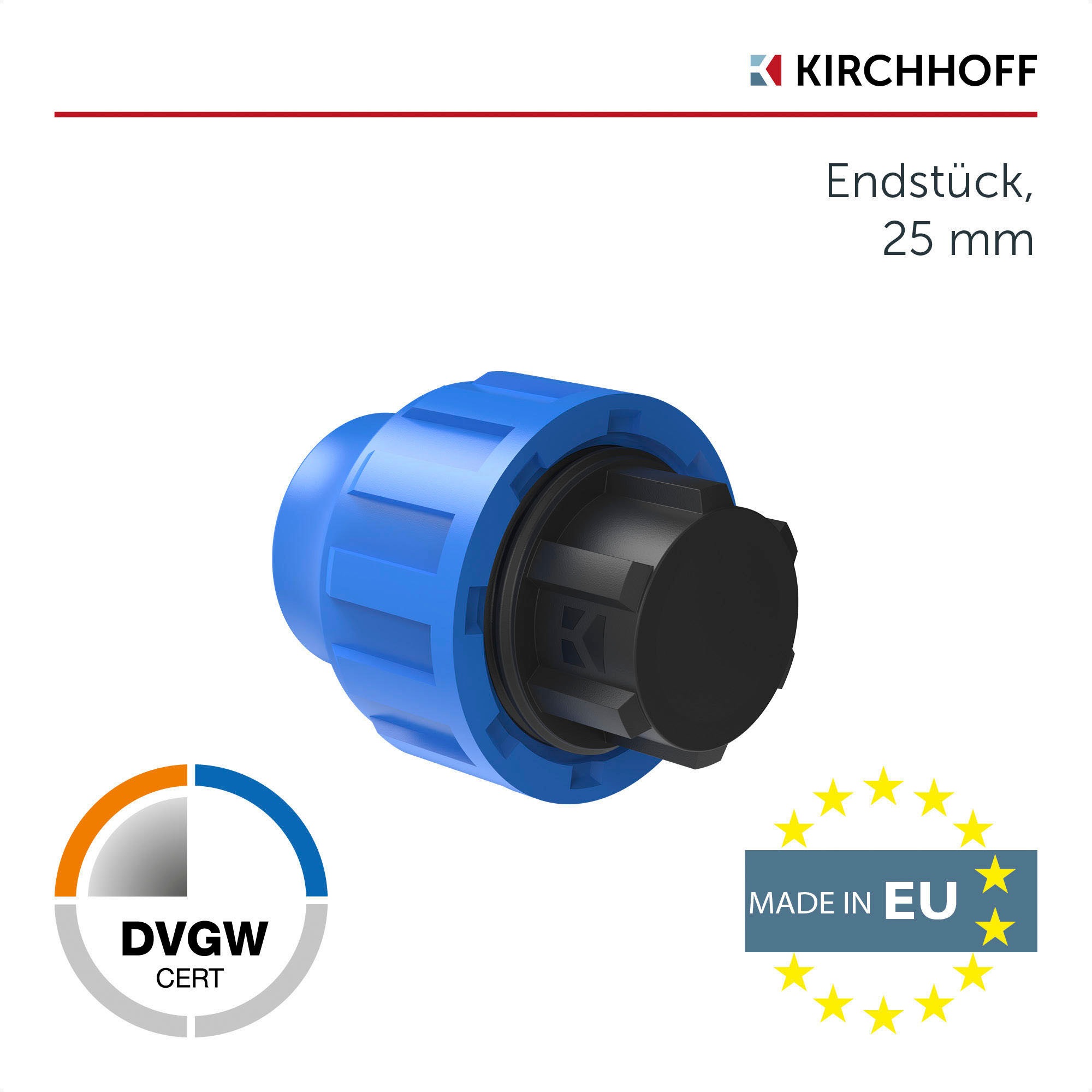 Kirchhoff Reduzierstück, PP Endstück für HDPE Rohr, 25 mm