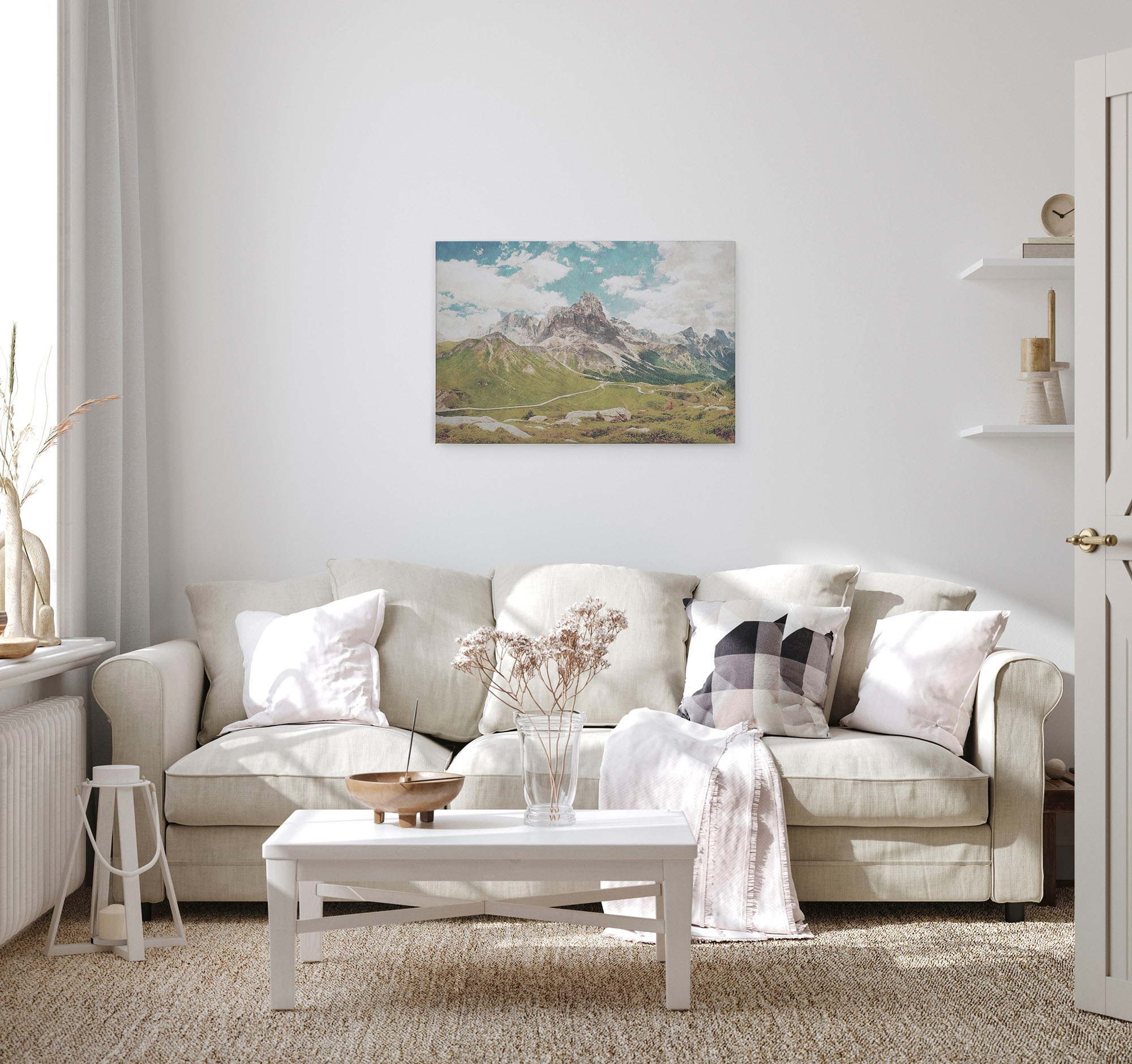 A.S. Création Leinwandbild »dolomiti«, Kunst-Berge-Kinder, (1 St.), Keilrahmen Bild Landschaft Berge Leinwand-Bild Wohnzimmer modern Wand