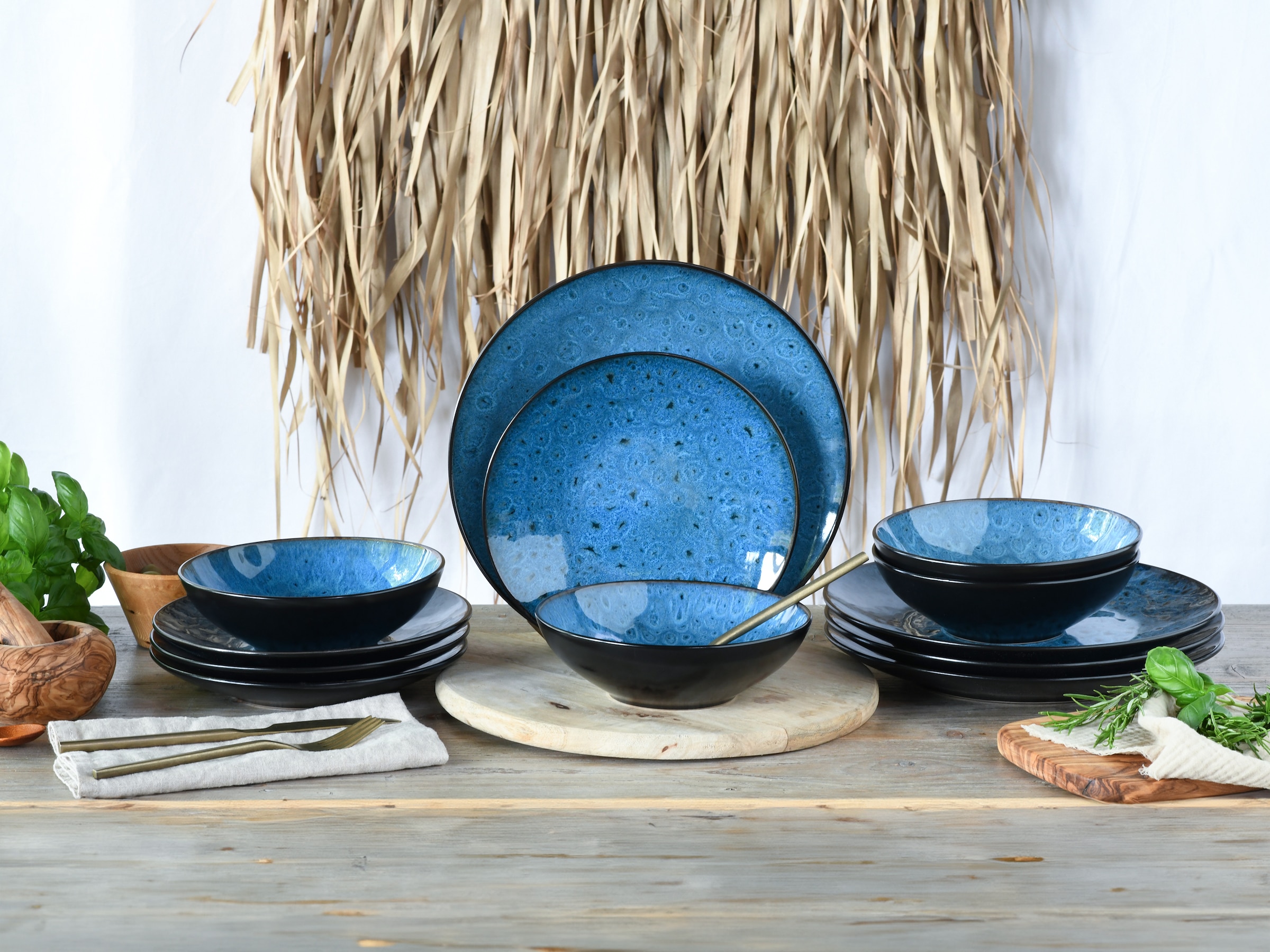 CreaTable Teller-Set »Capri, Tellerset 12-tlg« Reaktivglasur