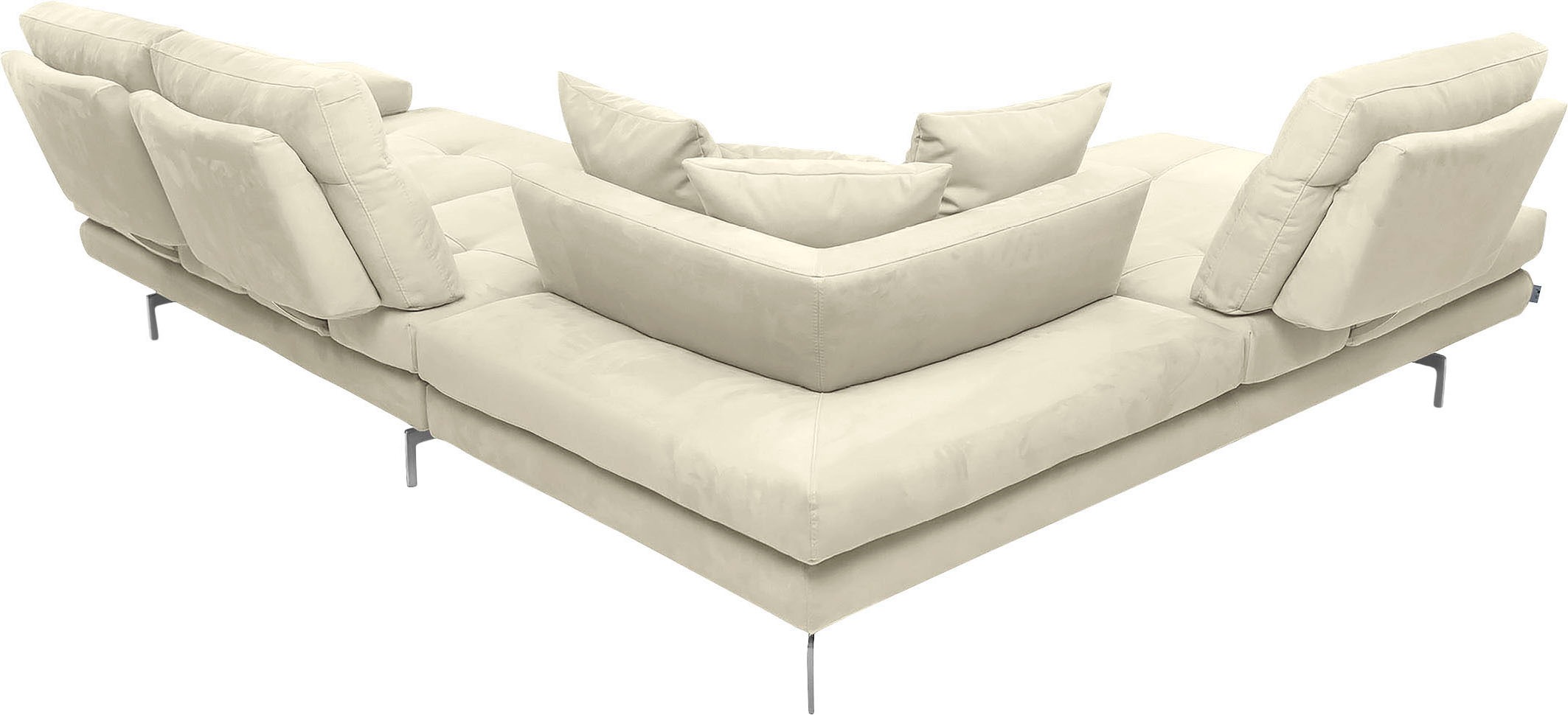 CALIA ITALIA Ecksofa »Toby Wing, L-Form, Designsofa mit sensationellem Sitzkomfort«, Sitztiefenverstell.,wahlw. mit Kissen-Set, Füße chrom glänzend