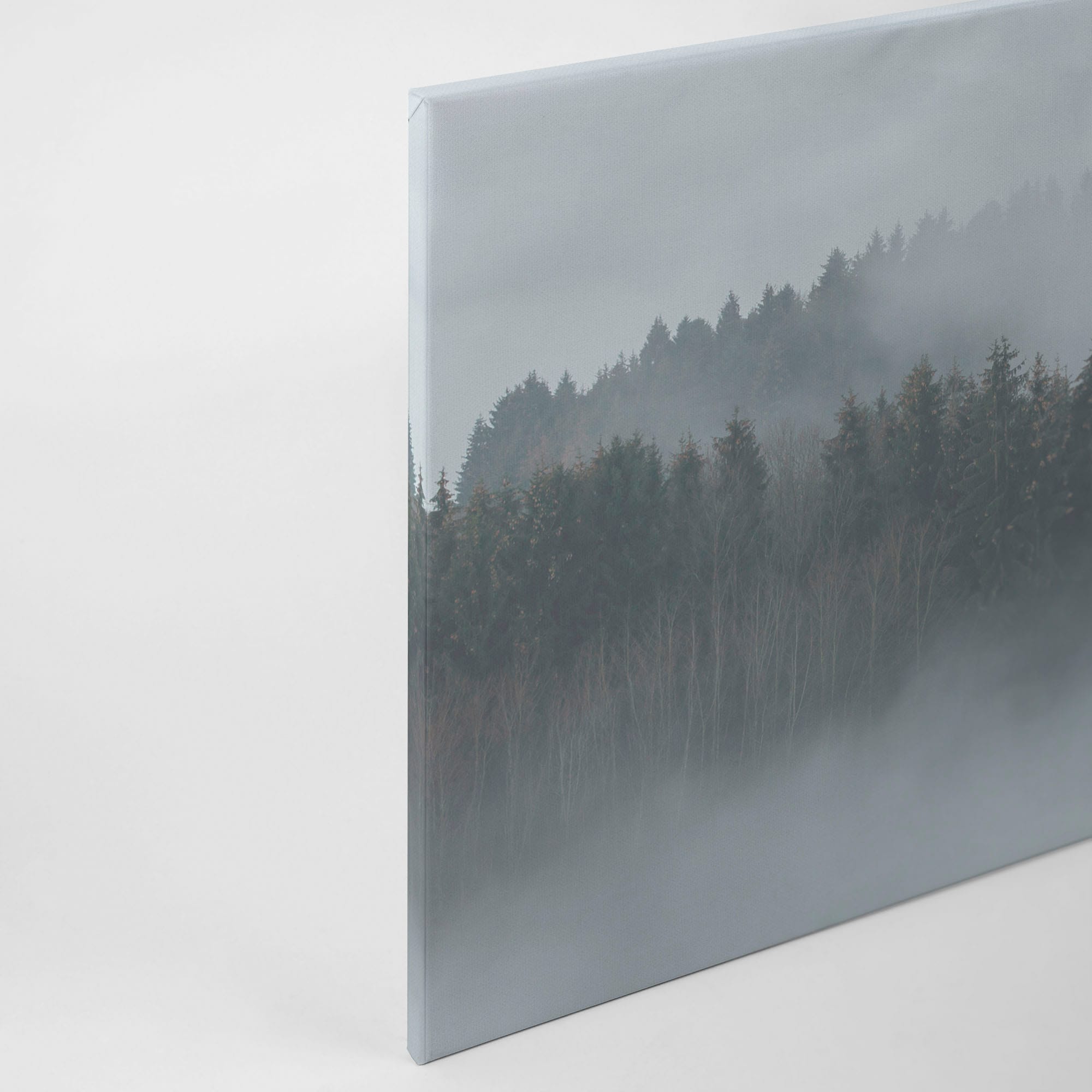 A.S. Création Leinwandbild »Misty Forest«, Kunst-Wald-Kinder, (1 St.), Nebel Bild Keilrahmen Leinwand-Bild Wohnzimmer modern Wandbild Kinder