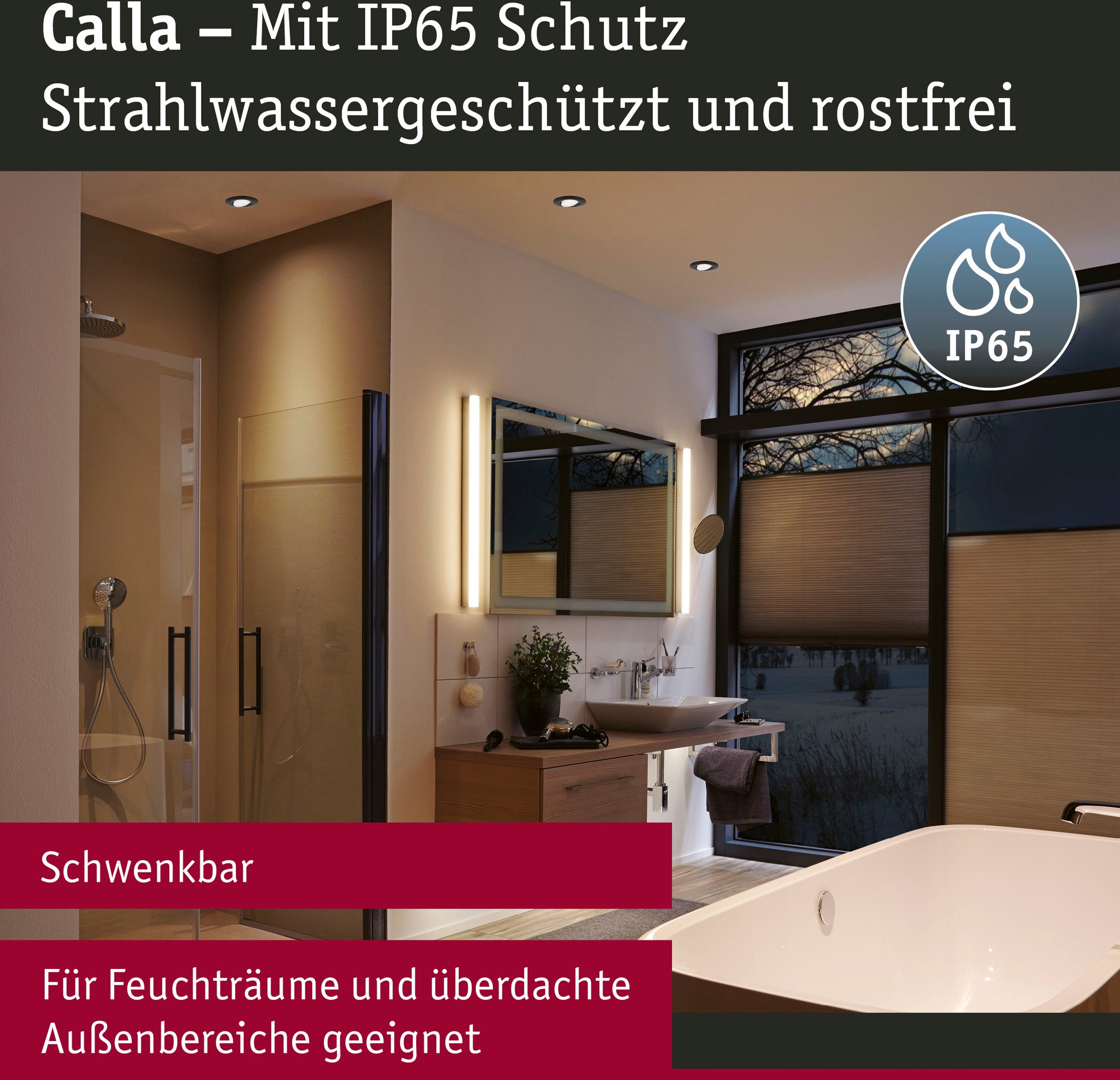 Paulmann LED Einbauleuchte »Calla 10x680lm 4000K 6W 230V schwarz matt IP65«, 10 flammig