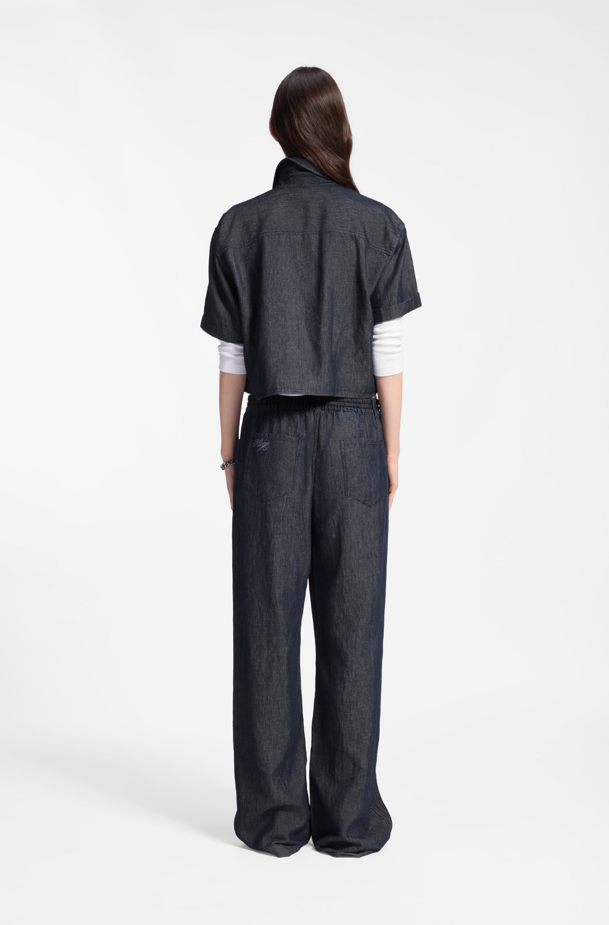 HUGO Blue Schlupfhose »Hidona«  aus leichtem Denim mit Leinen-Anteil