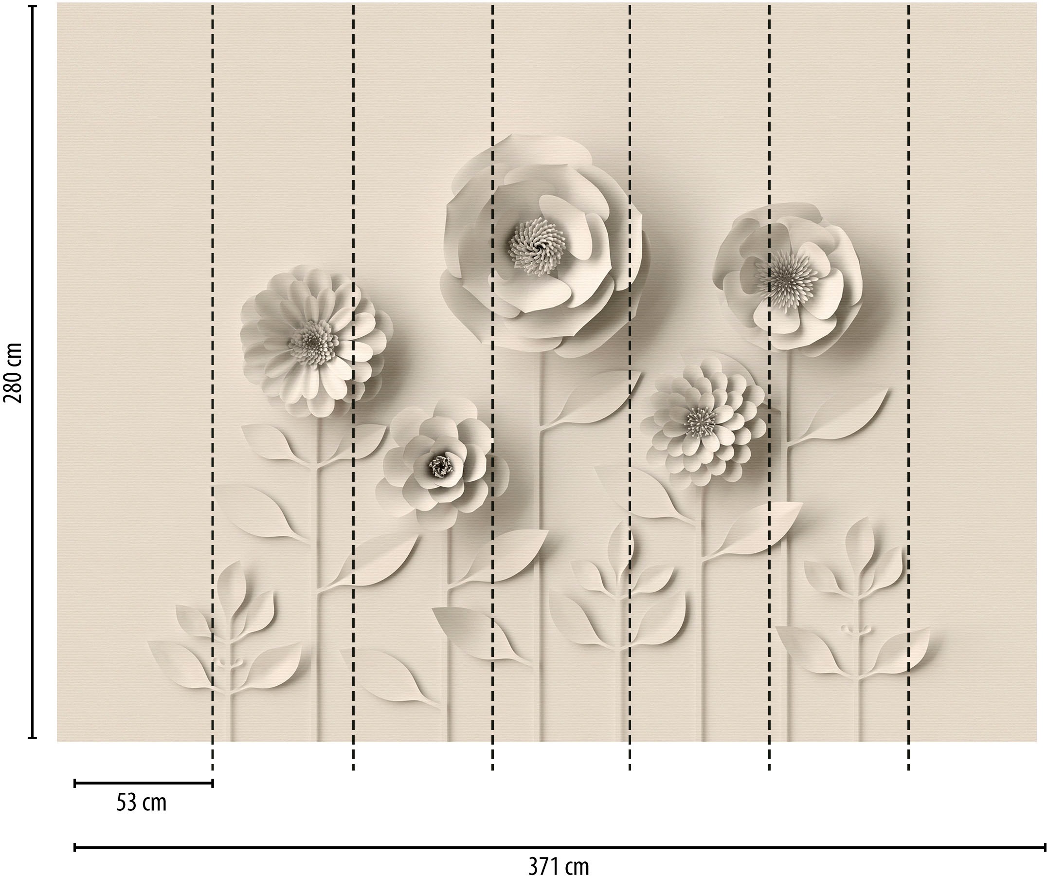 living walls Fototapete »The Wall«, 3D-Optik-matt-geblümt, Fototapete Blume Tapete 3D Tapeten Wohnzimmer Schlafzimmer Flur Design