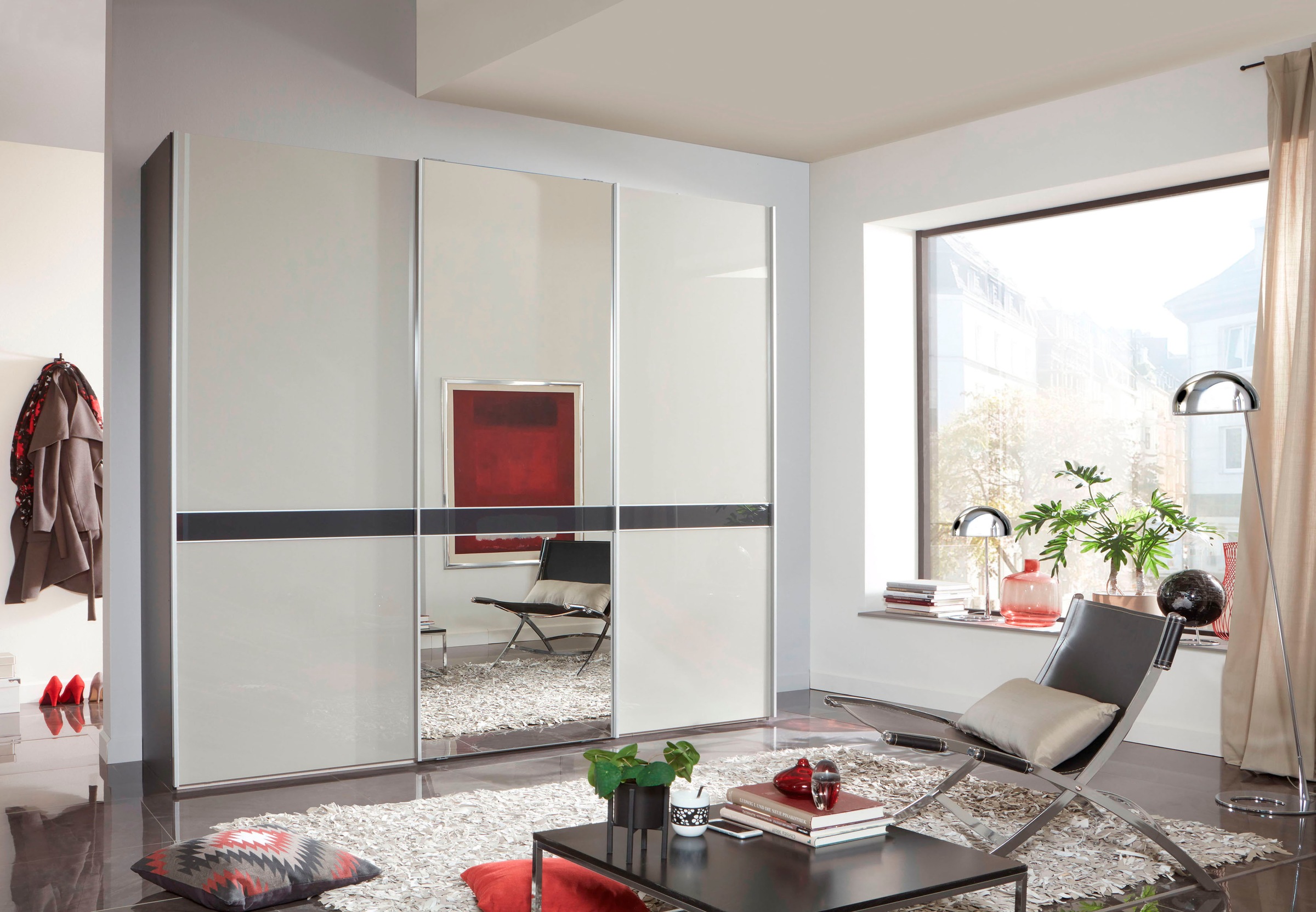 WIEMANN Schwebetürenschrank »Rialto«, hochwertige Glas- und Spiegelfront mit Querriegel