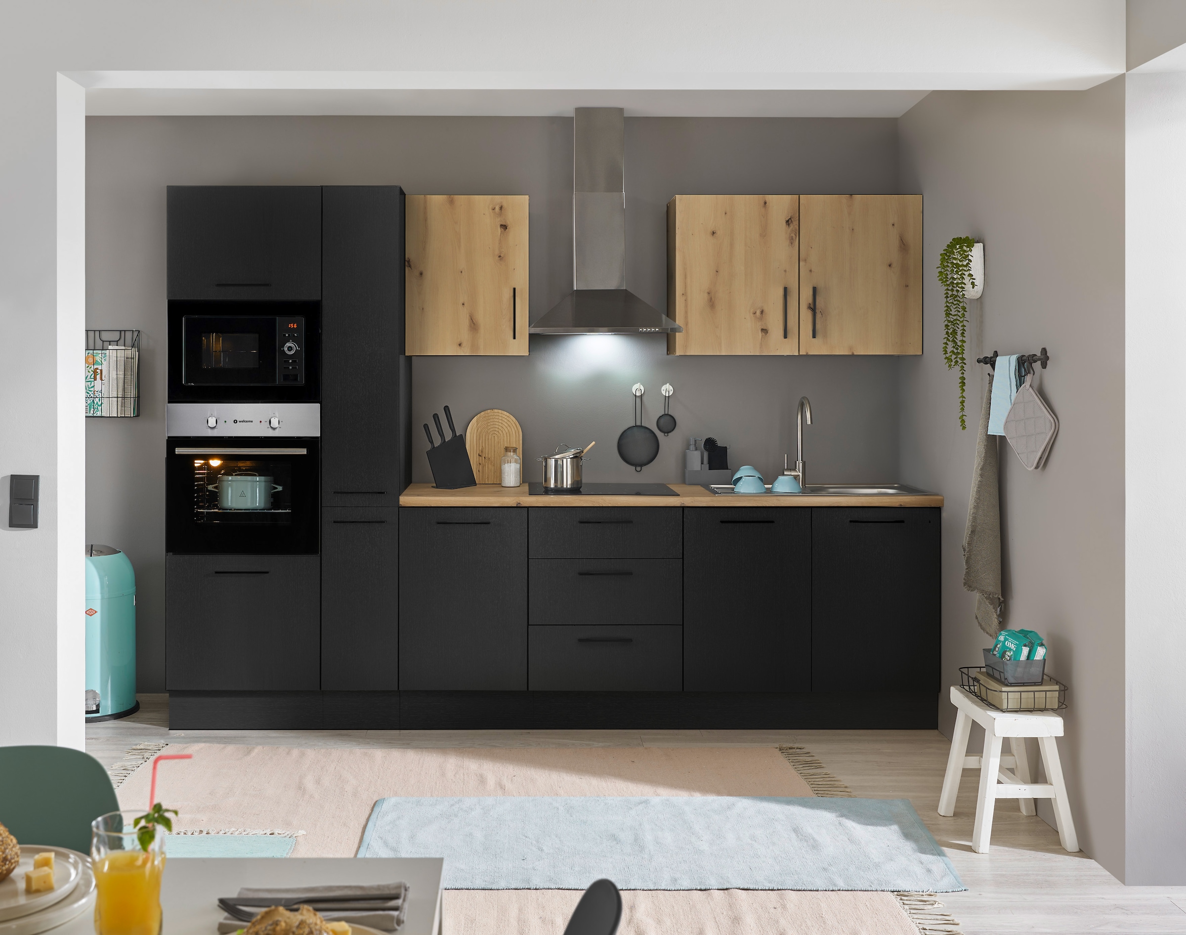 BASIC by Balculina Küchenzeile »Turin«, Breite 300 cm, wahlweise mit E-Geräten