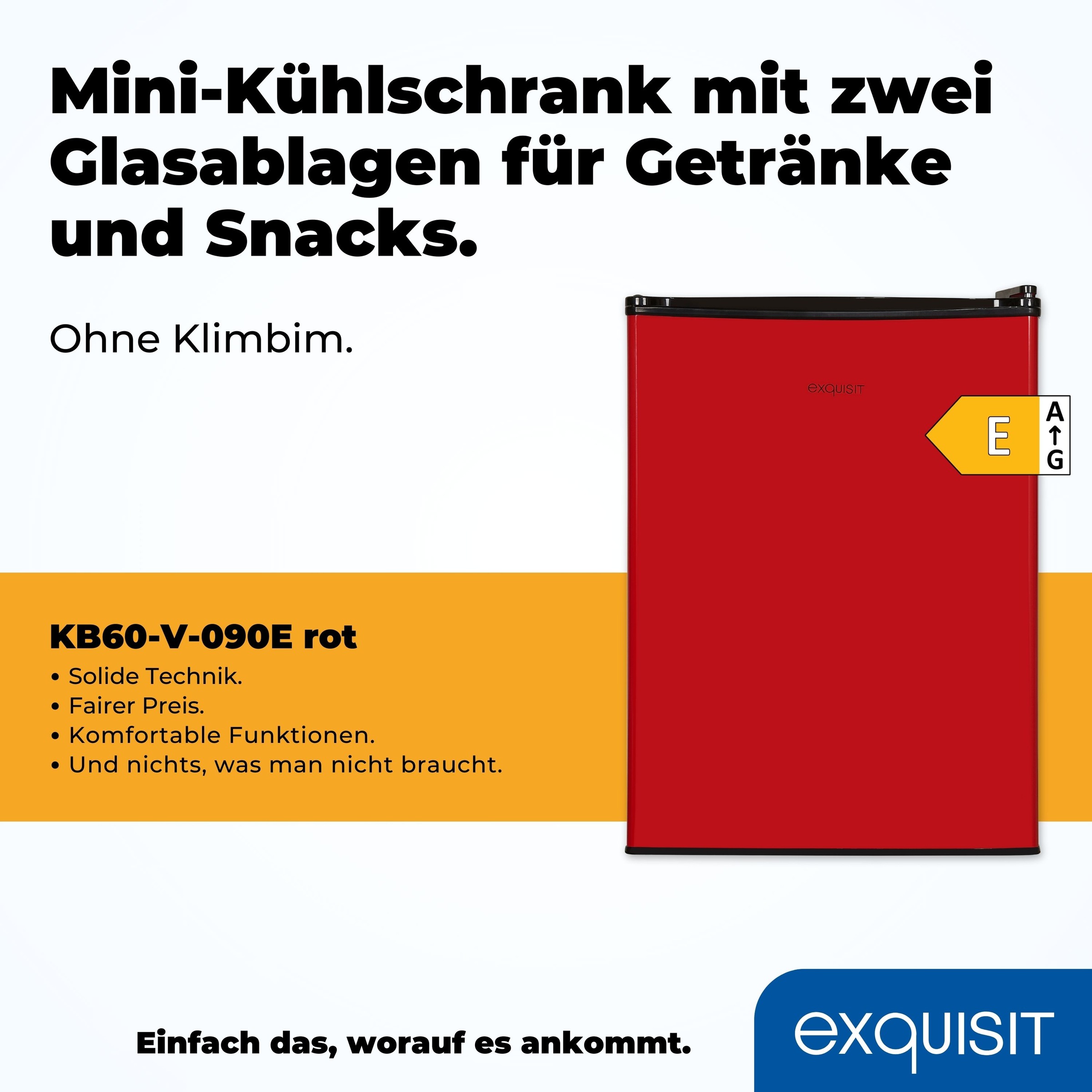 exquisit Kühlschrank »KB60-V-090E rot« 62 cm hoch 45 cm breit 52 L Volumen
