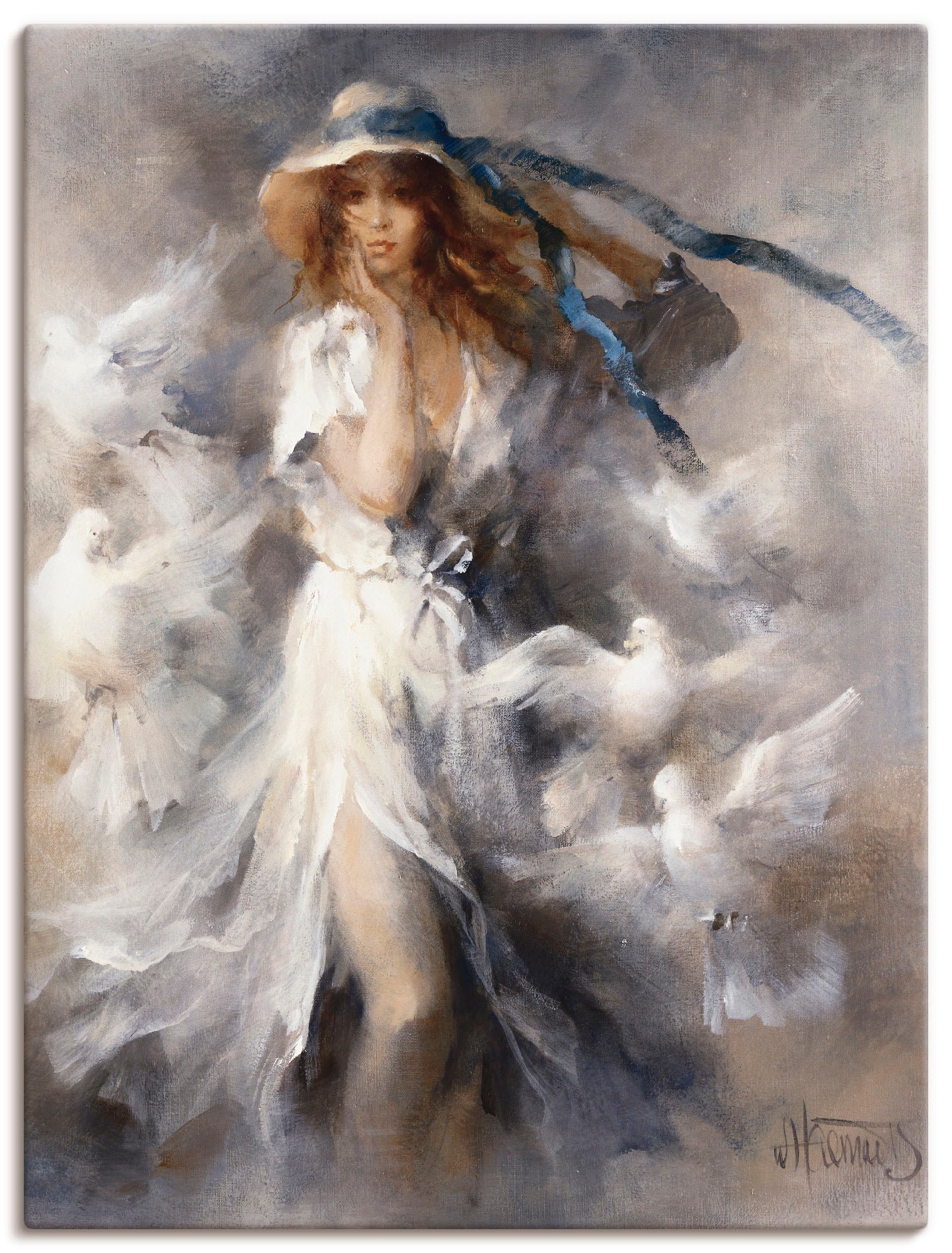 Artland Wandbild »Tauben« Frau 1 Stk. tlg. als Leinwandbild, Poster in vers günstig online kaufen