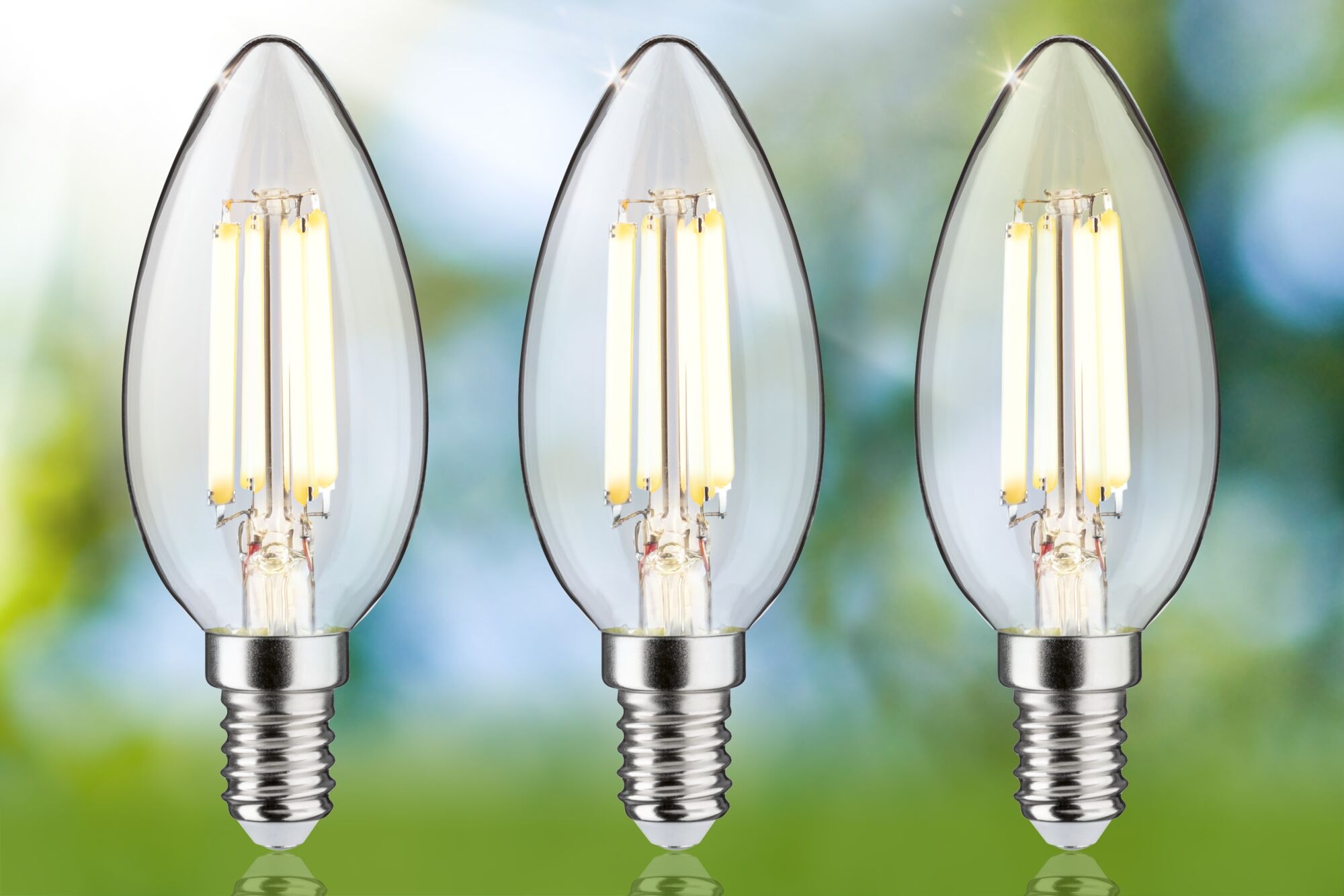 Paulmann LED-Leuchtmittel »Eco-Line Filament 230V LED Kerze E14 3er-Pack 525lm 2,5W 3000K Klar«, E14, 3 St., Warmweiß