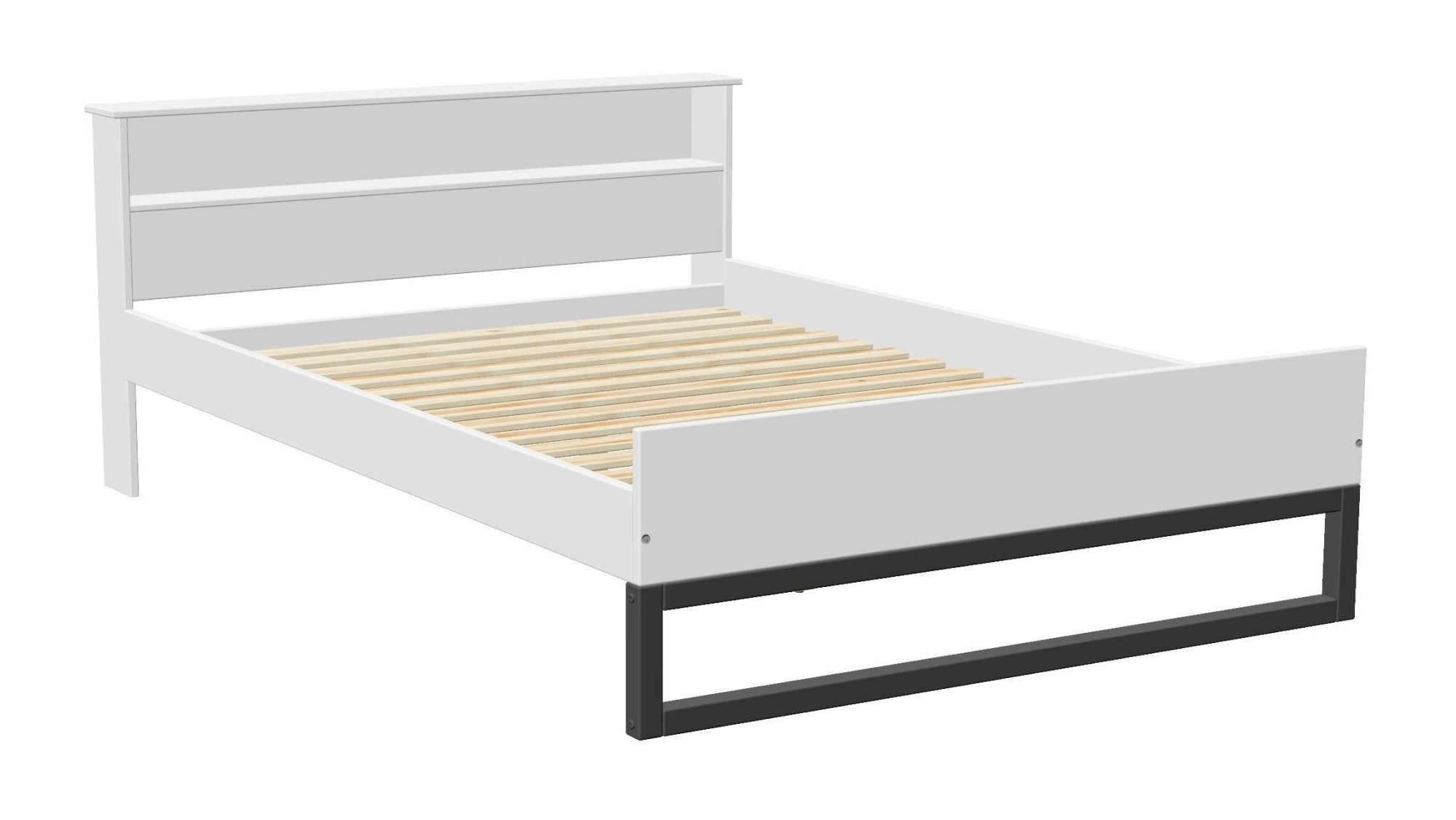 OTTO home Massivholzbett »Pannor, Industrial Design, mit Regal, Lattenrost inklusive« Liegefläche Breite 140 oder 180cm,  Kufengestell, bis 200 kg belastbar, FSC-zertifiziert, Made in EU