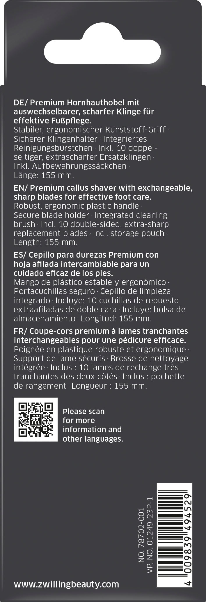 Zwilling Hornhautfeile »Zwilling Hornhauthobel«, Ergonomischer Griff und 10 Ersatzklingen für effektive Pediküre.
