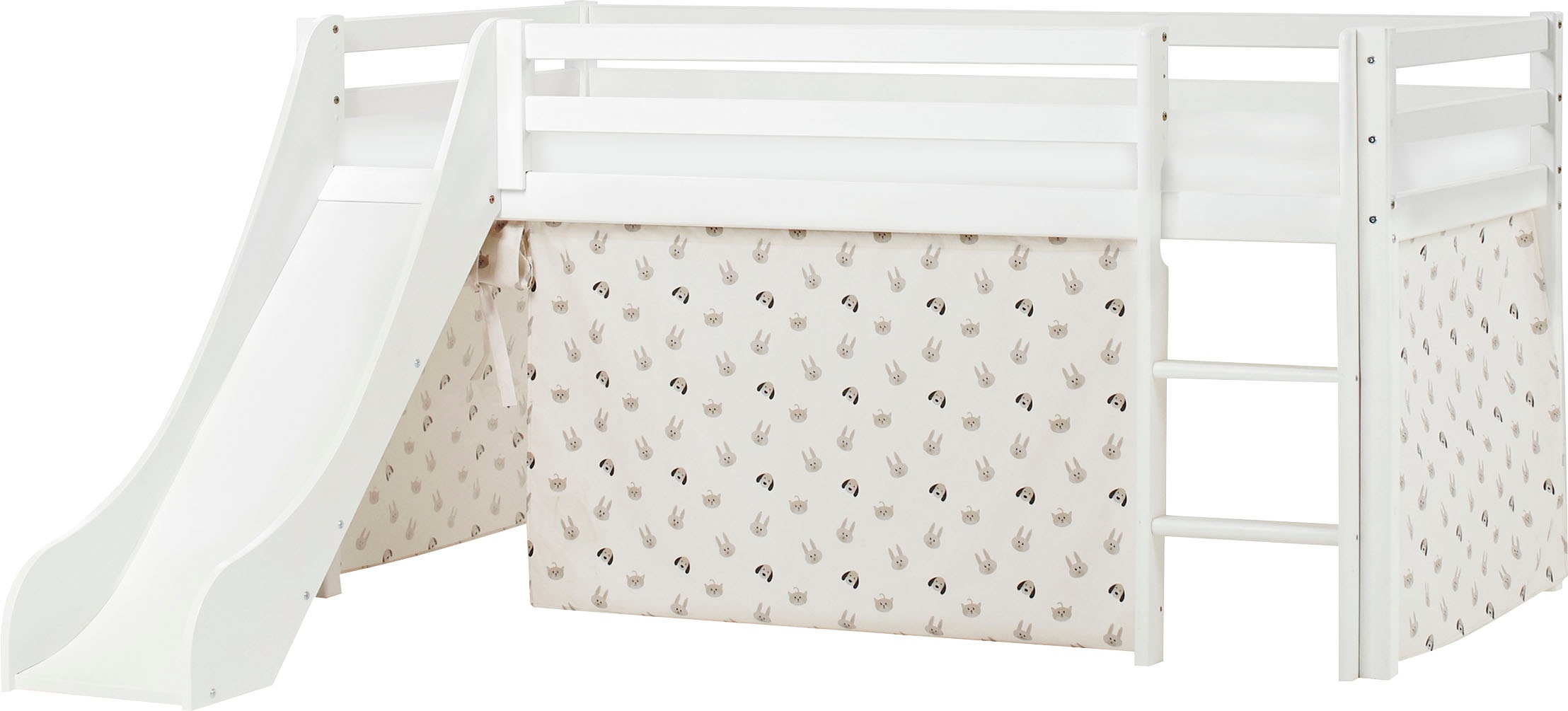Hoppekids Hochbett »«Pets Natur»«, Rutsche & Vorhang Grau und viel Auswahl