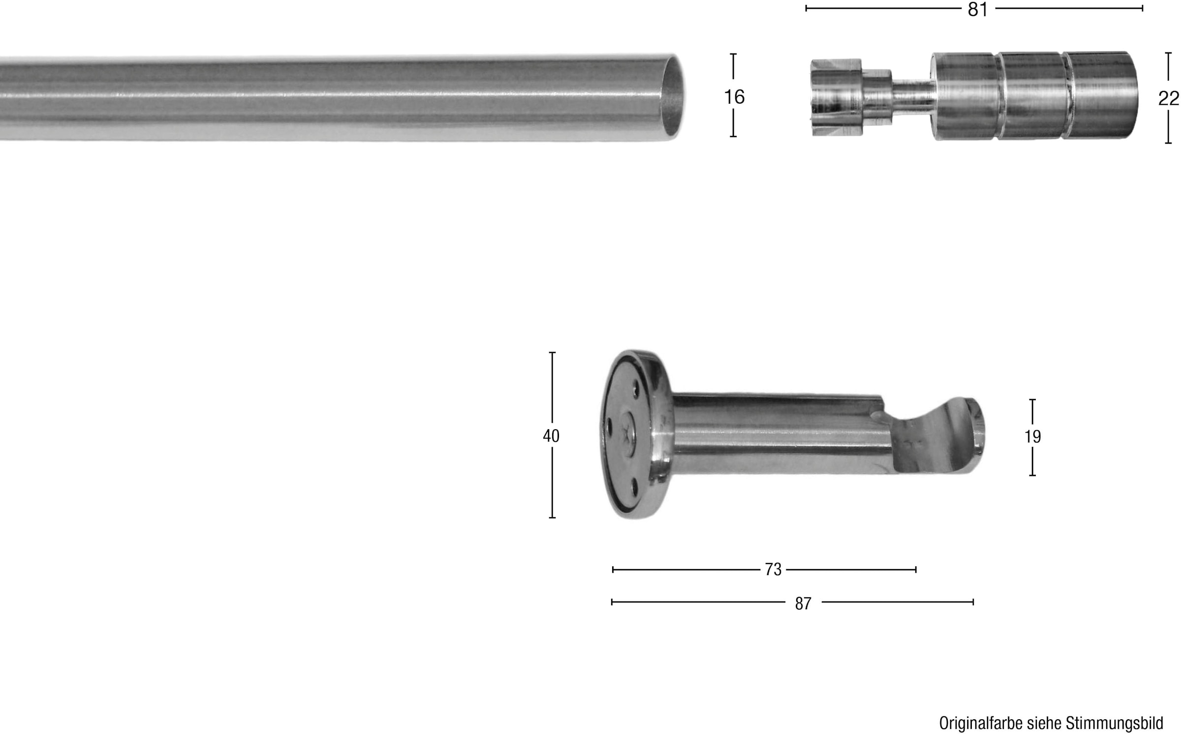 GARESA Gardinenstange »Lisa«, 1 läufig-läufig, Fixmaß, Fixlänge 120, 160 und 200 cm, OHNE Ringe