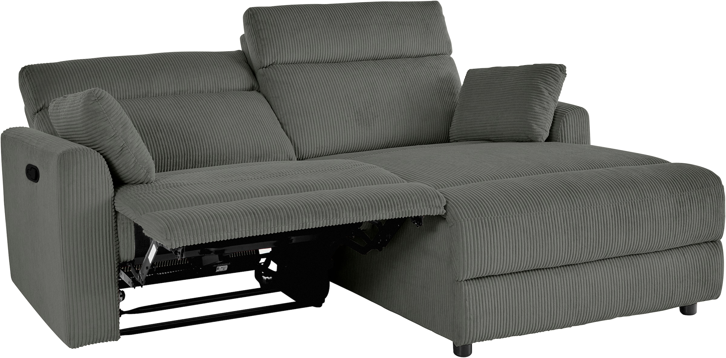INOSIGN Ecksofa »JENNA, L-Form,  209cm, manuelle u. elektrische Funktion, mit USB A/C,« Liegefunktion 105°-150°, Federkern, Cord