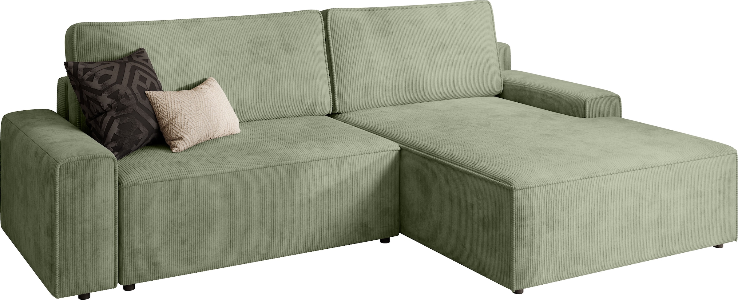 TRENDMANUFAKTUR Ecksofa »Challenge, Schlafsofa mit Bettkasten, Couch in L-Form, Breite 245 cm«, Recamiere beidseitig montierbar, auch in trendigem Cordstoff