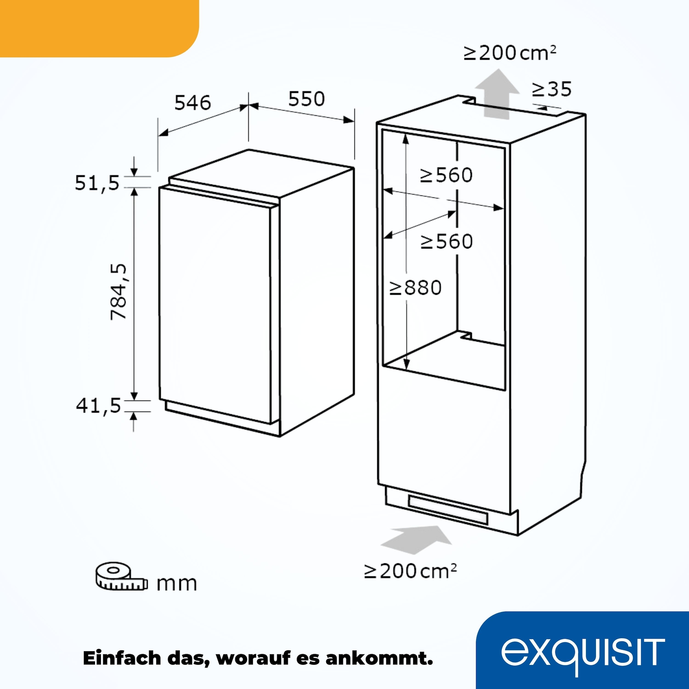 exquisit Einbaukühlschrank »EKS131-4-FE-O90E«, digitale Temperaturanzeige
