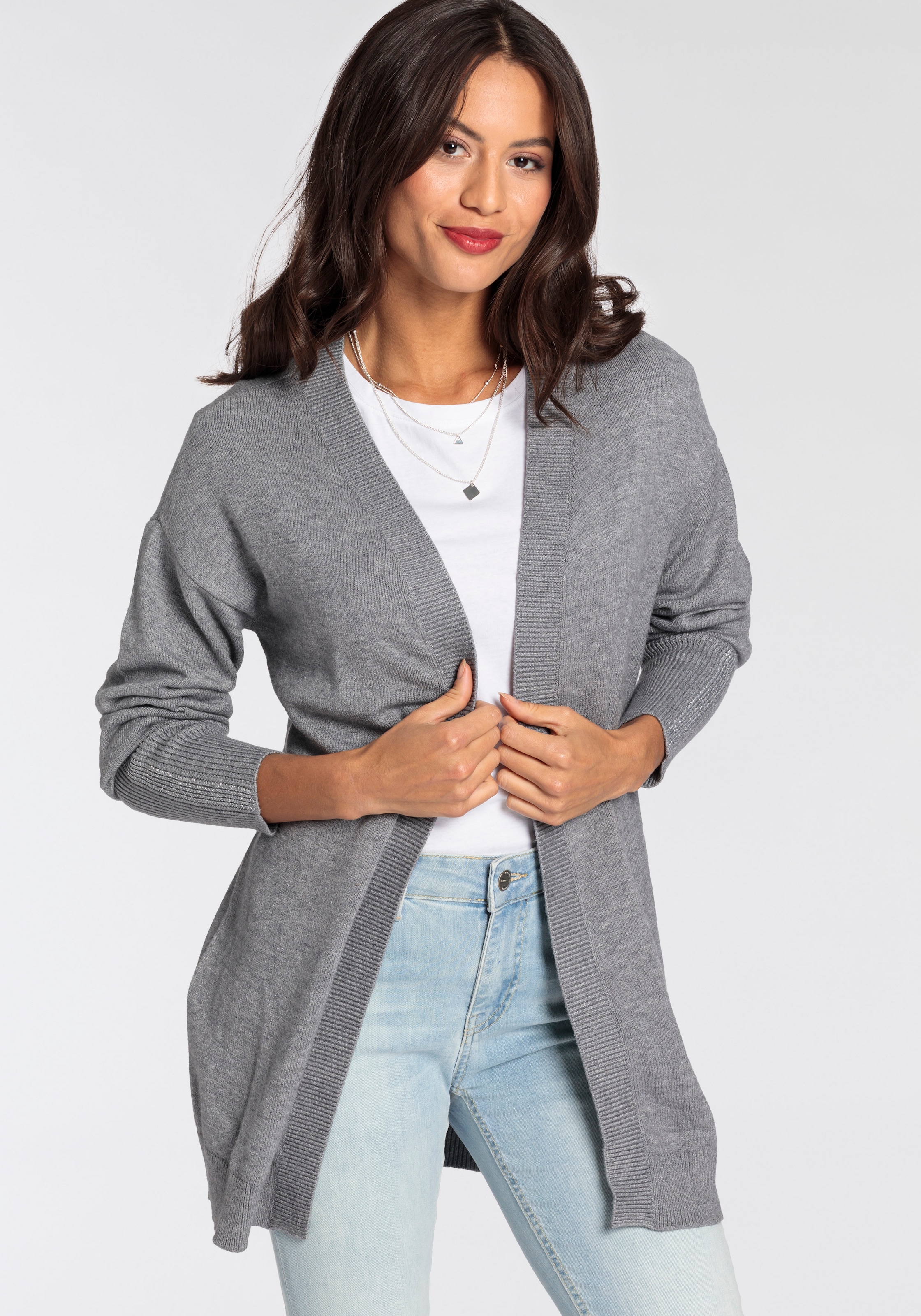 Laura Scott Longstrickjacke, mit Glitzer-Details am Ärmelsaum - NEUE  KOLLEKTION kaufen