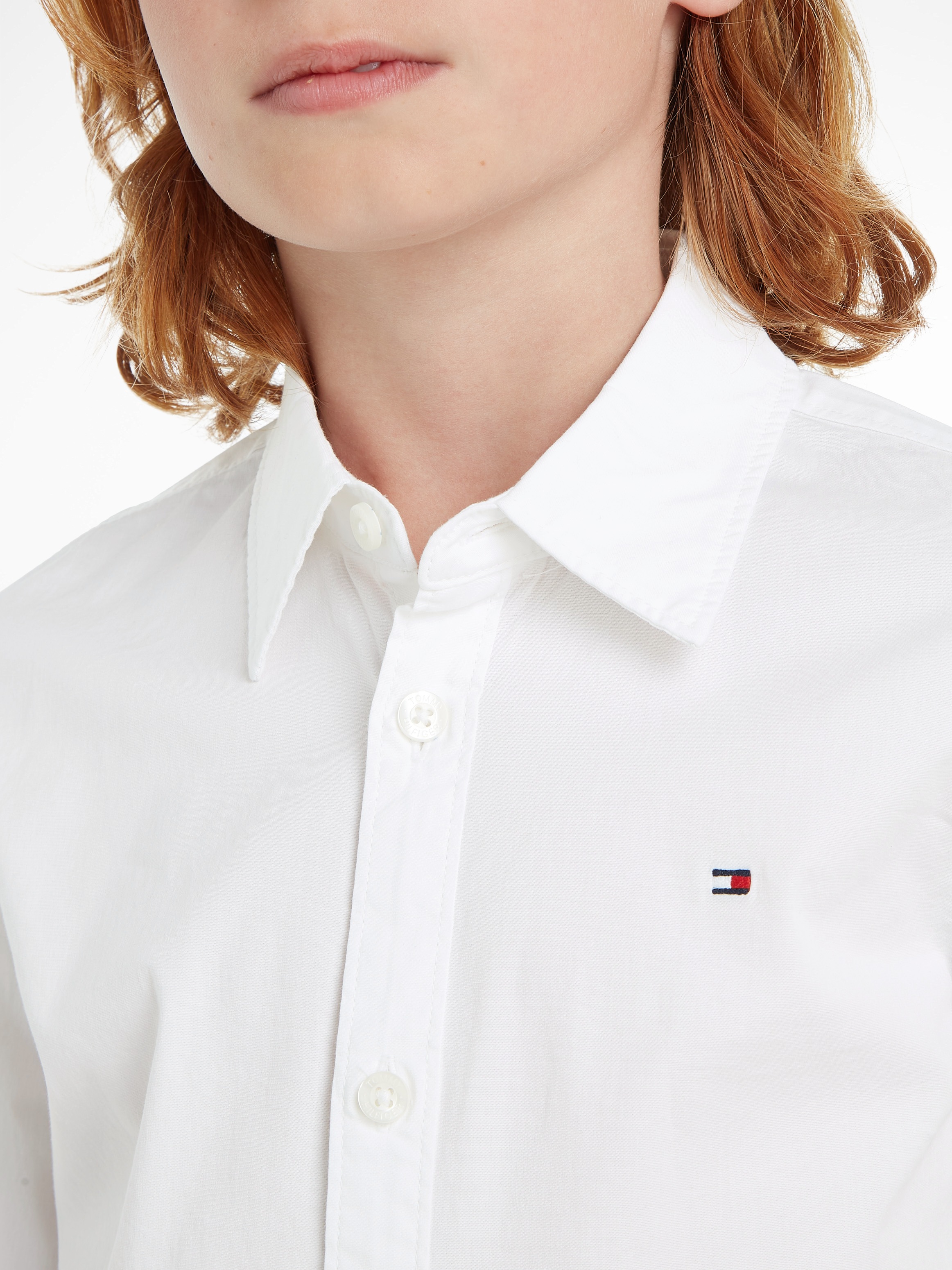 Tommy Hilfiger Langarmhemd »SOLID STRETCH POPLIN SHIRT L/S«, für Jungen